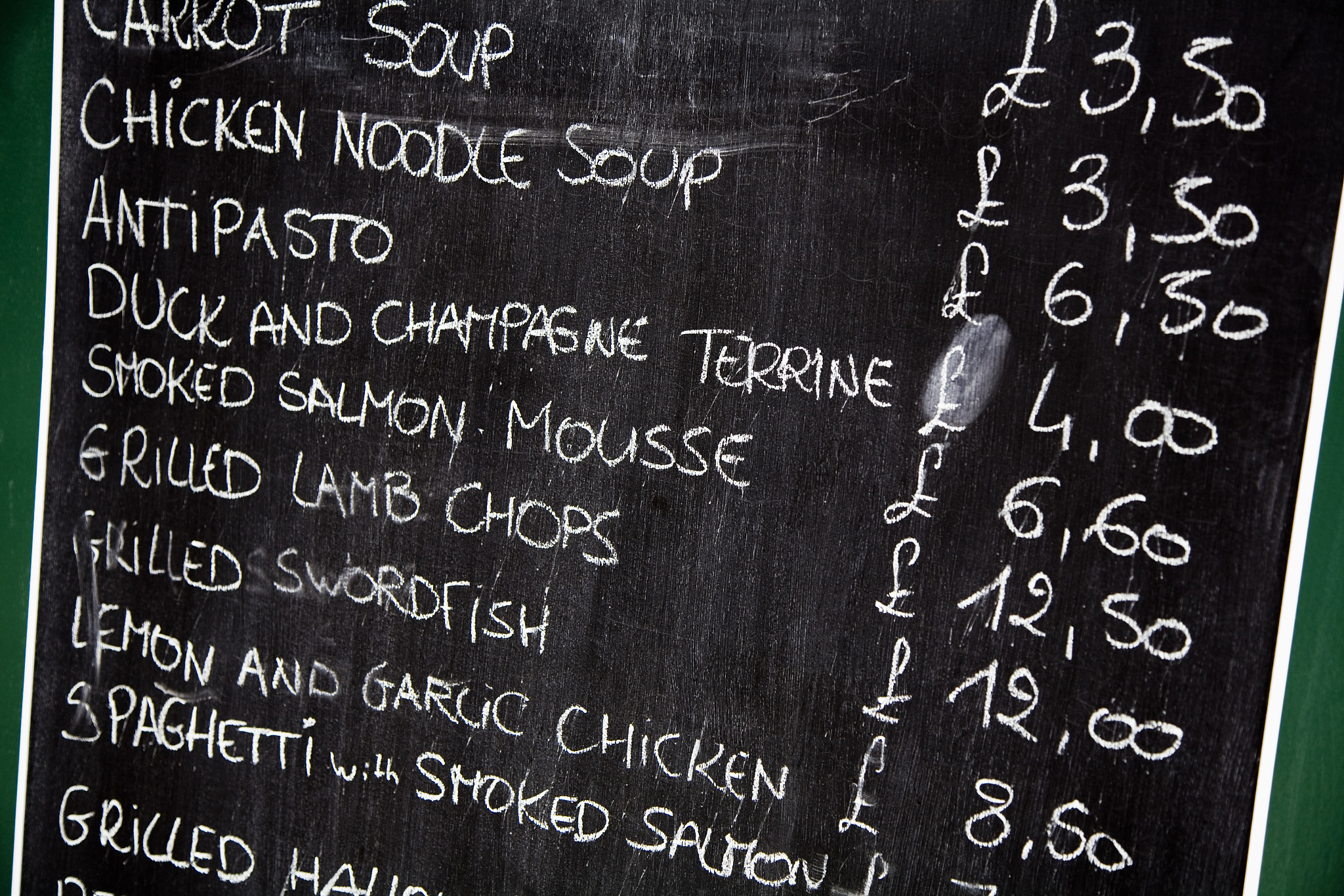 chalkboard menu