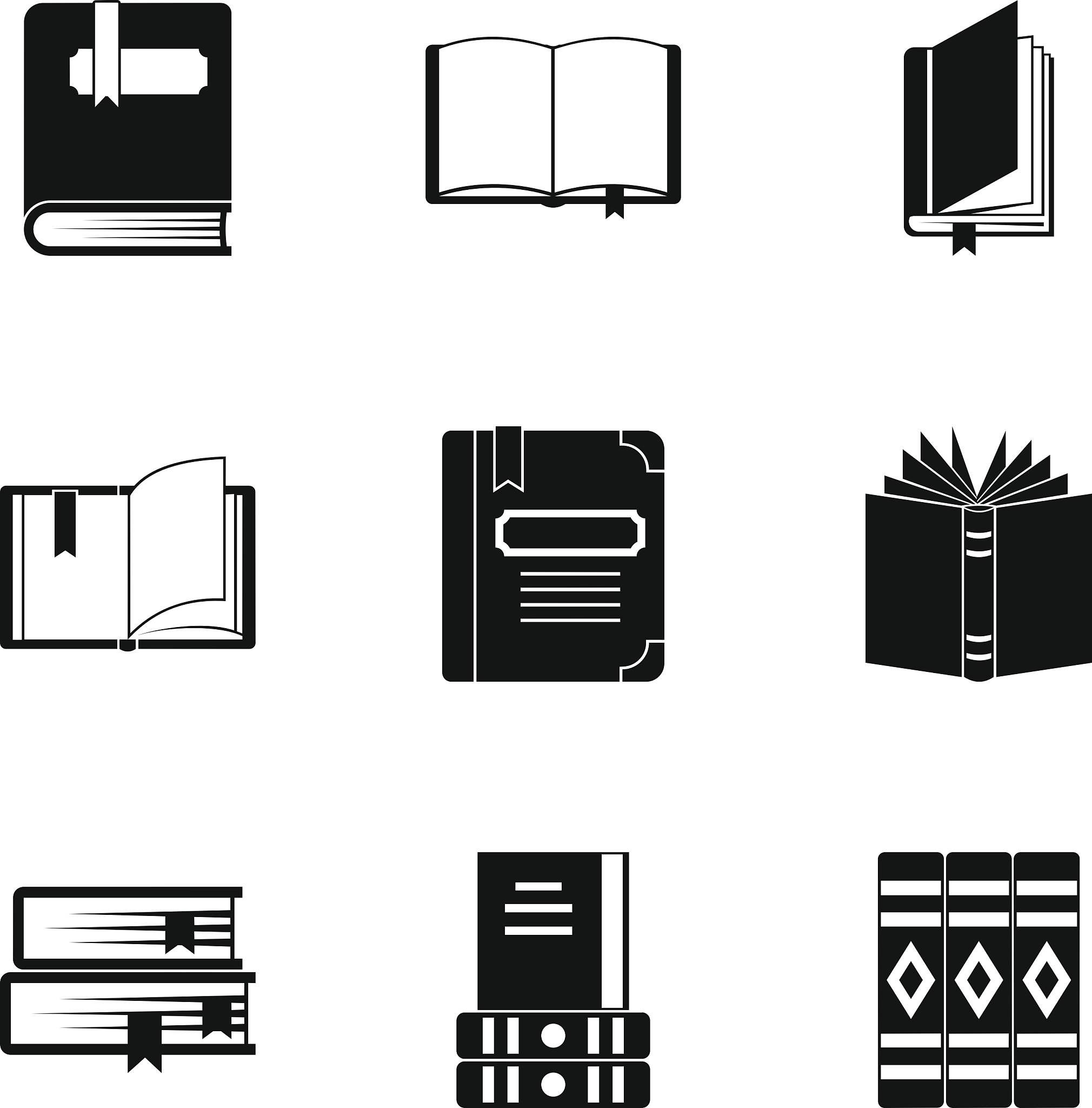 education book icons set simple style