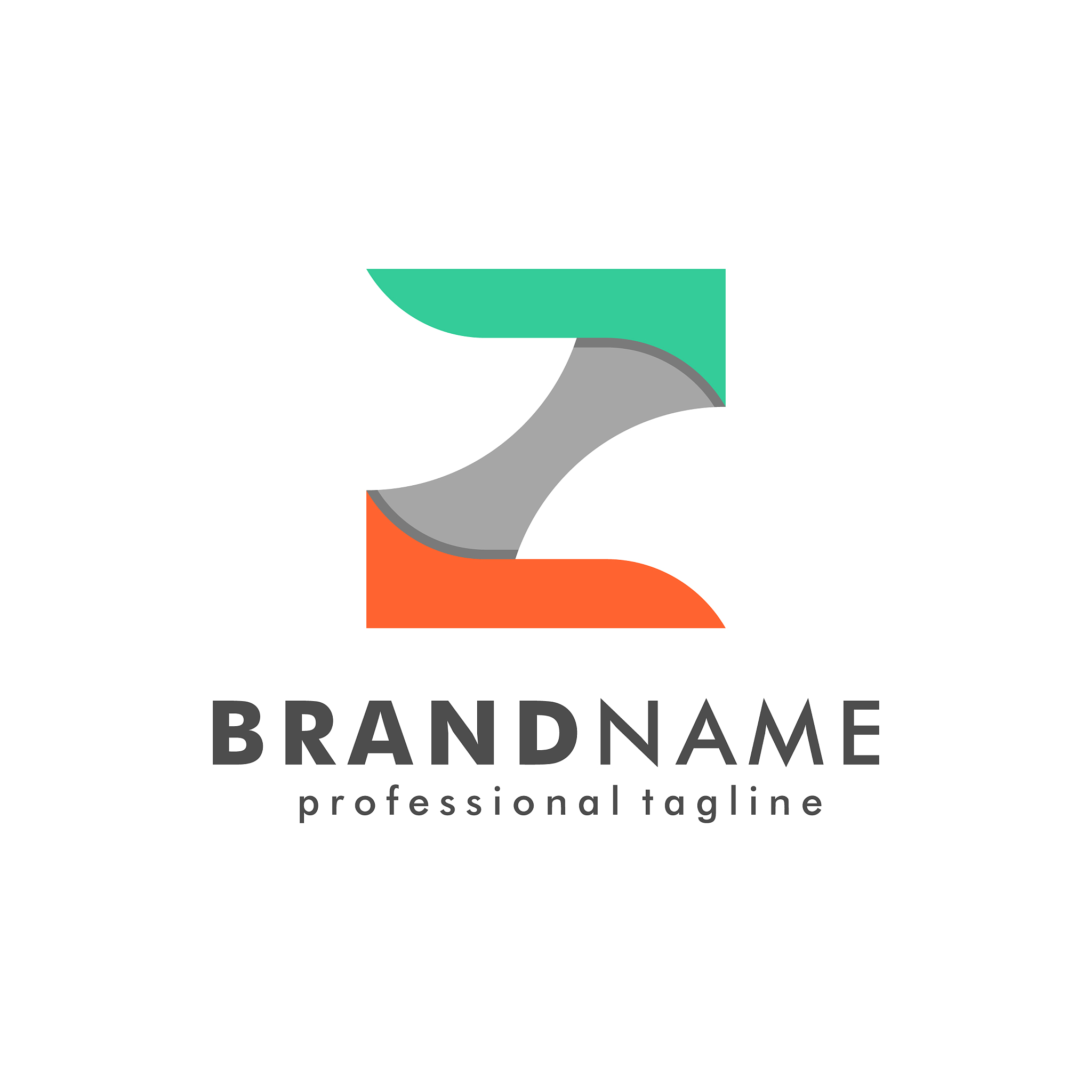 letter z logo colorful abstract square ribbon flat