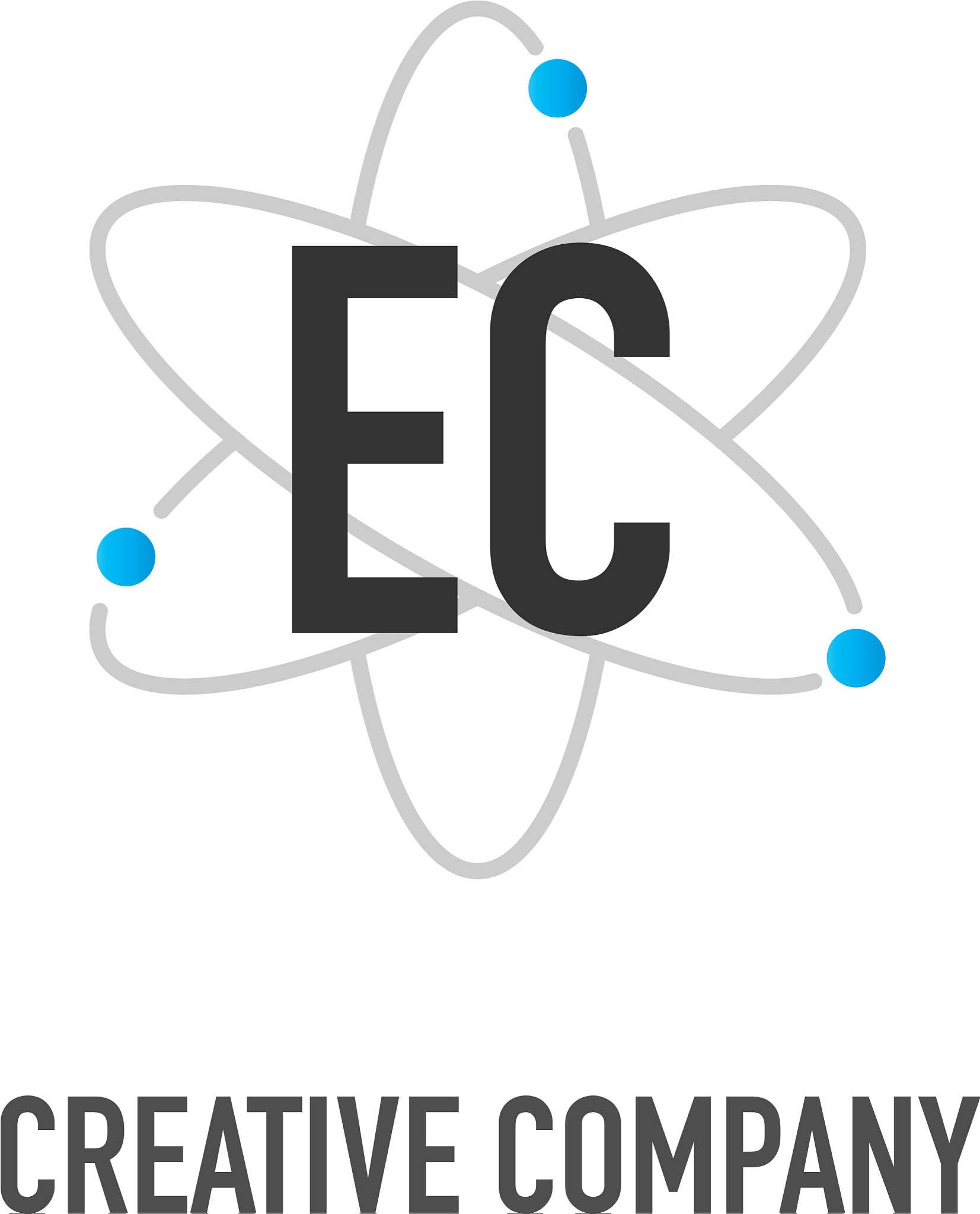 initial letter ec atom neutron design logo