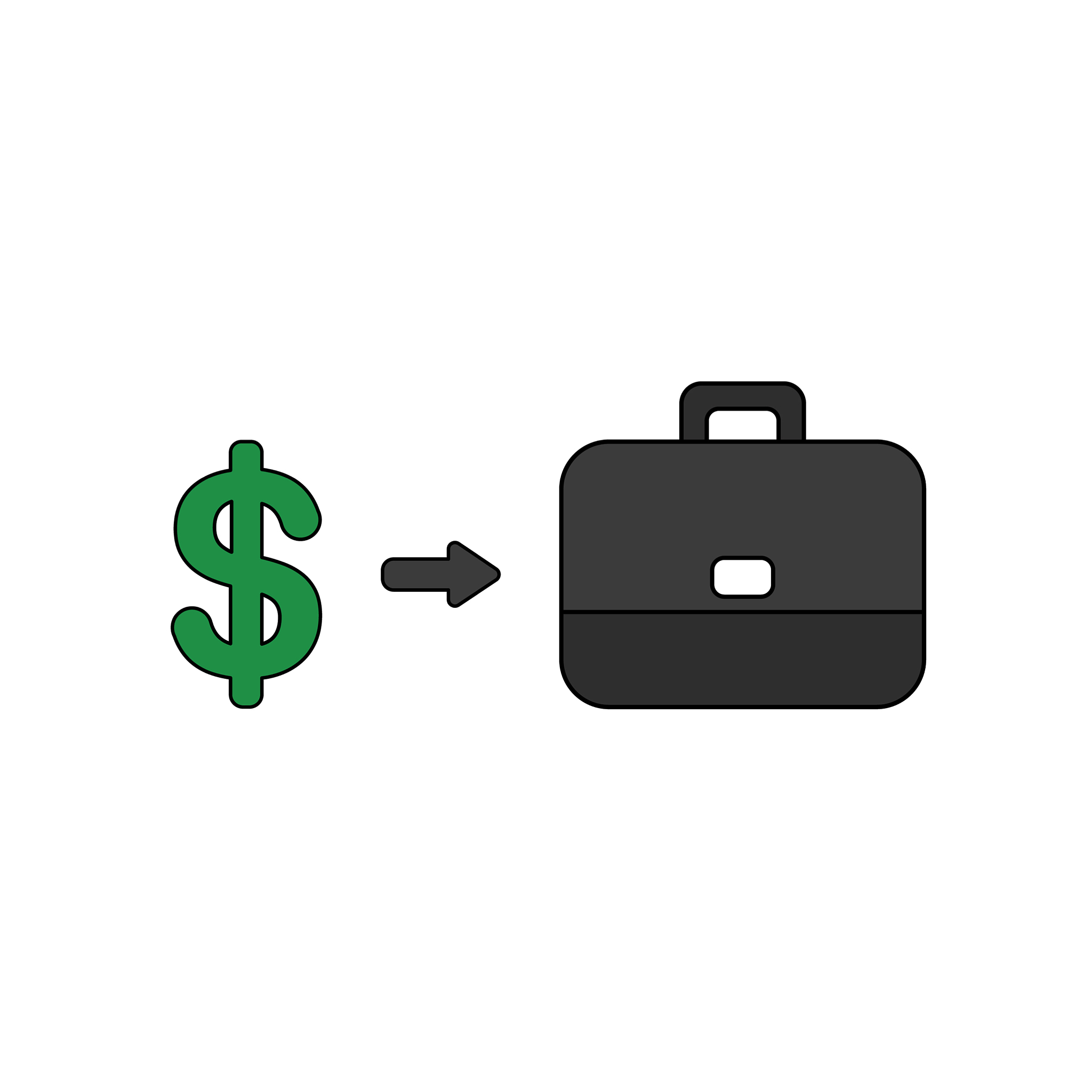 icon concept of dollar symbol with briefcase