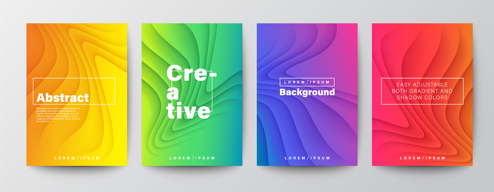 set minimal abstract organic curved wave shape