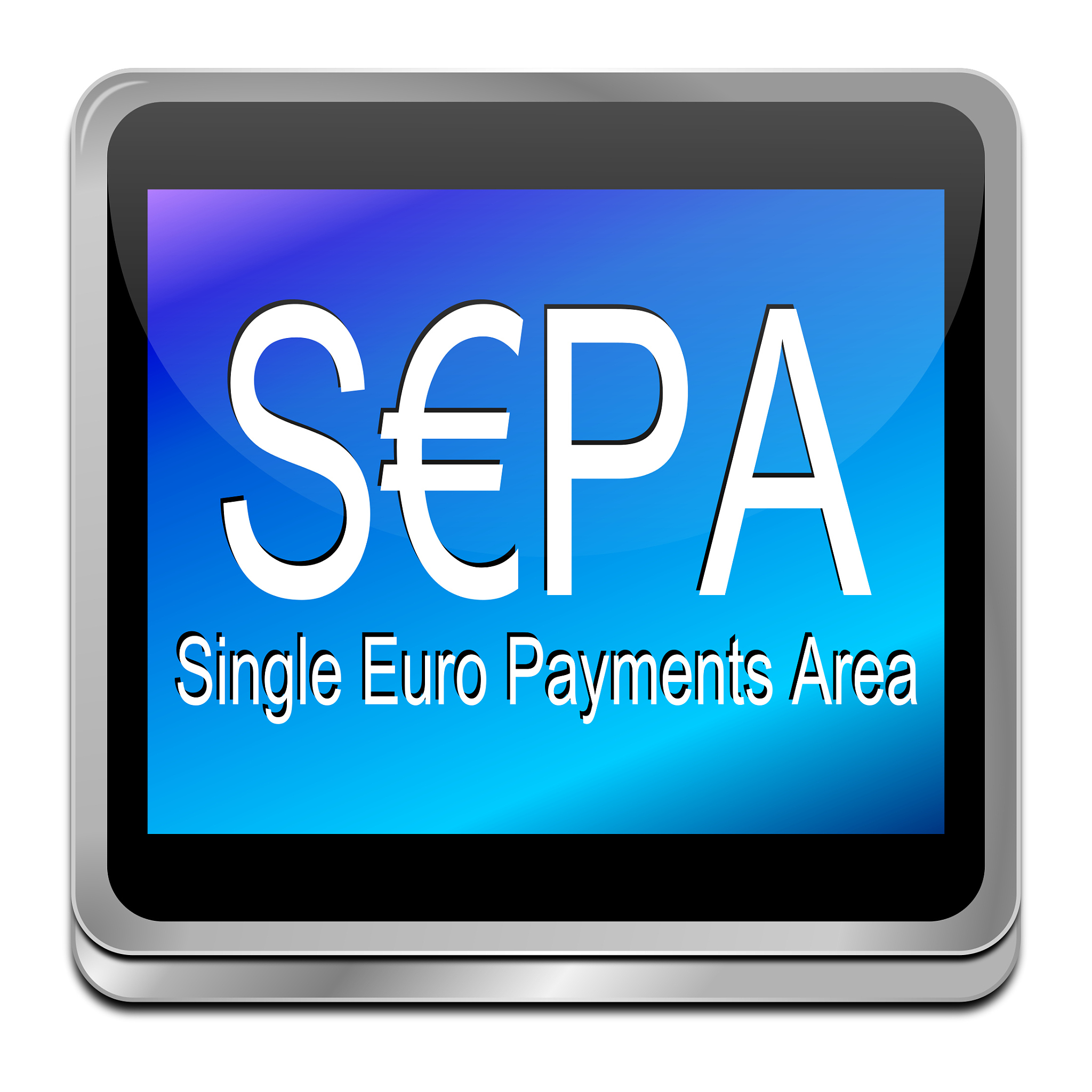 sepa - single euro payments area button - 3d illustration