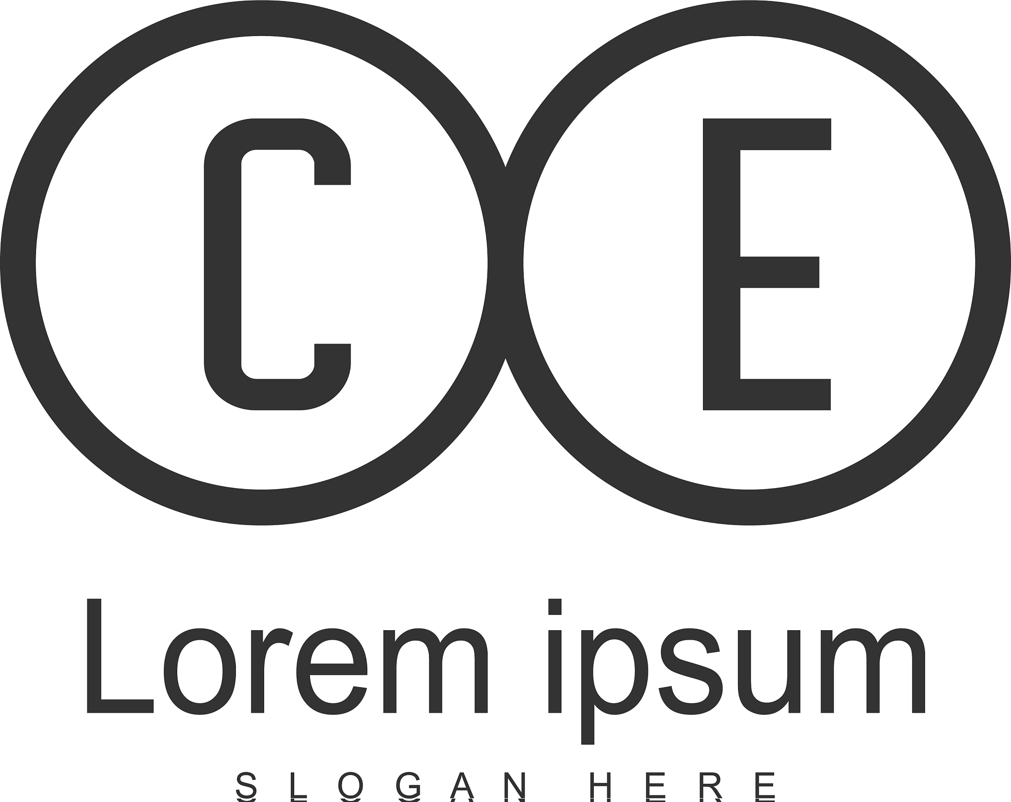 initial ce logo template with modern frame