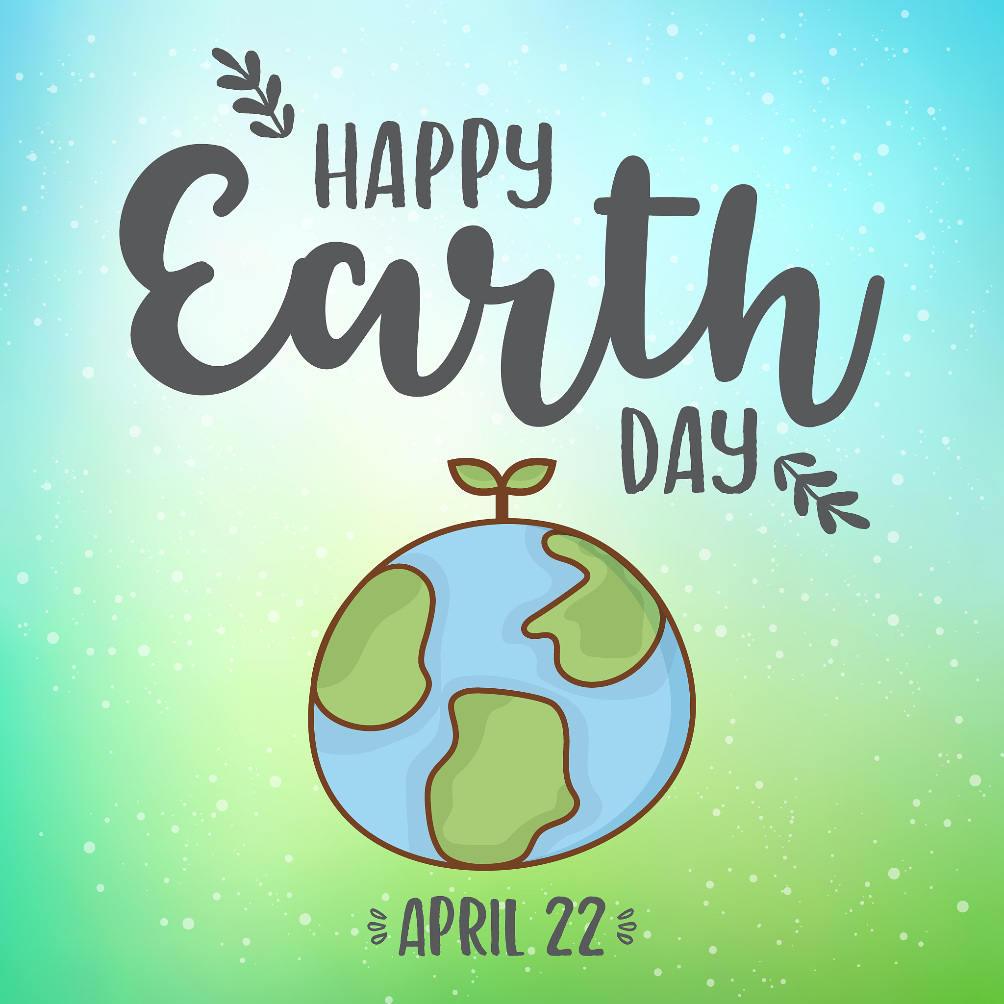 happy earth day hand lettering card