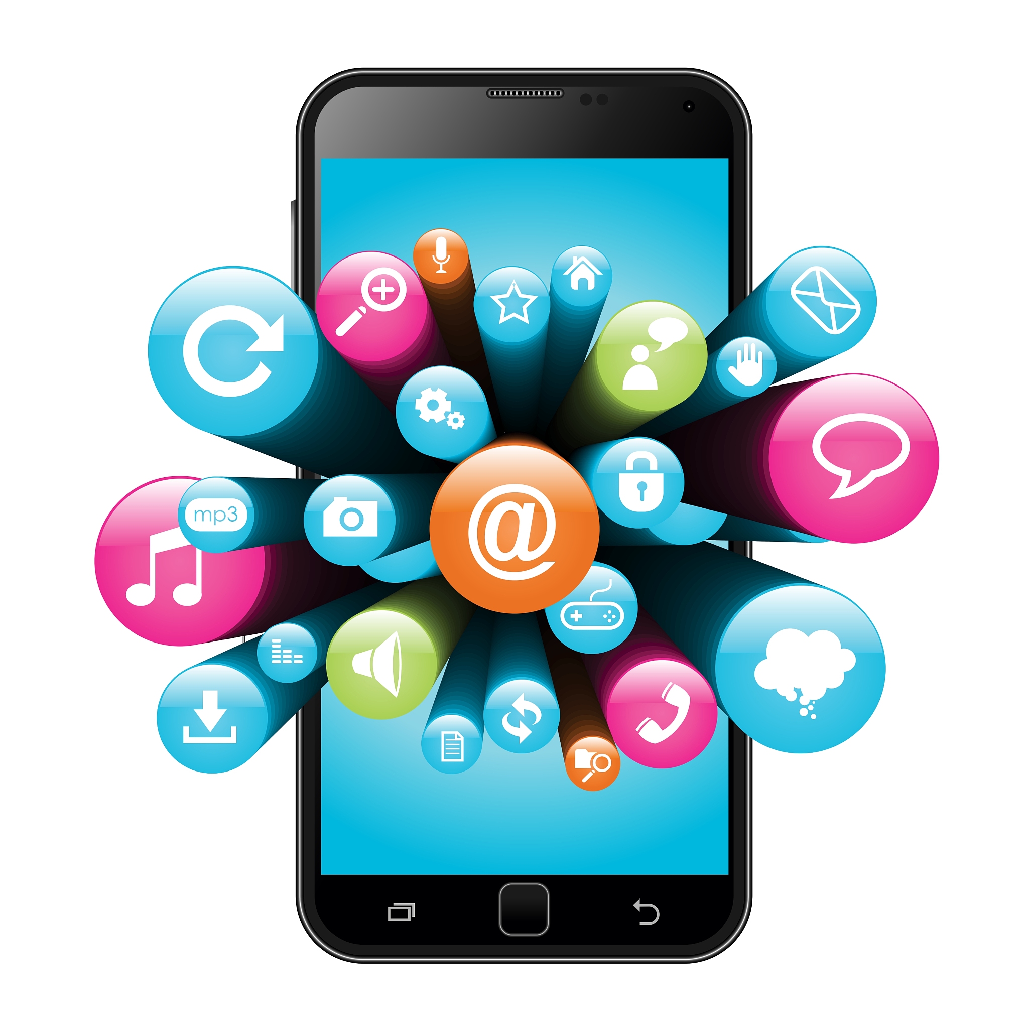 smart phone with internet icons