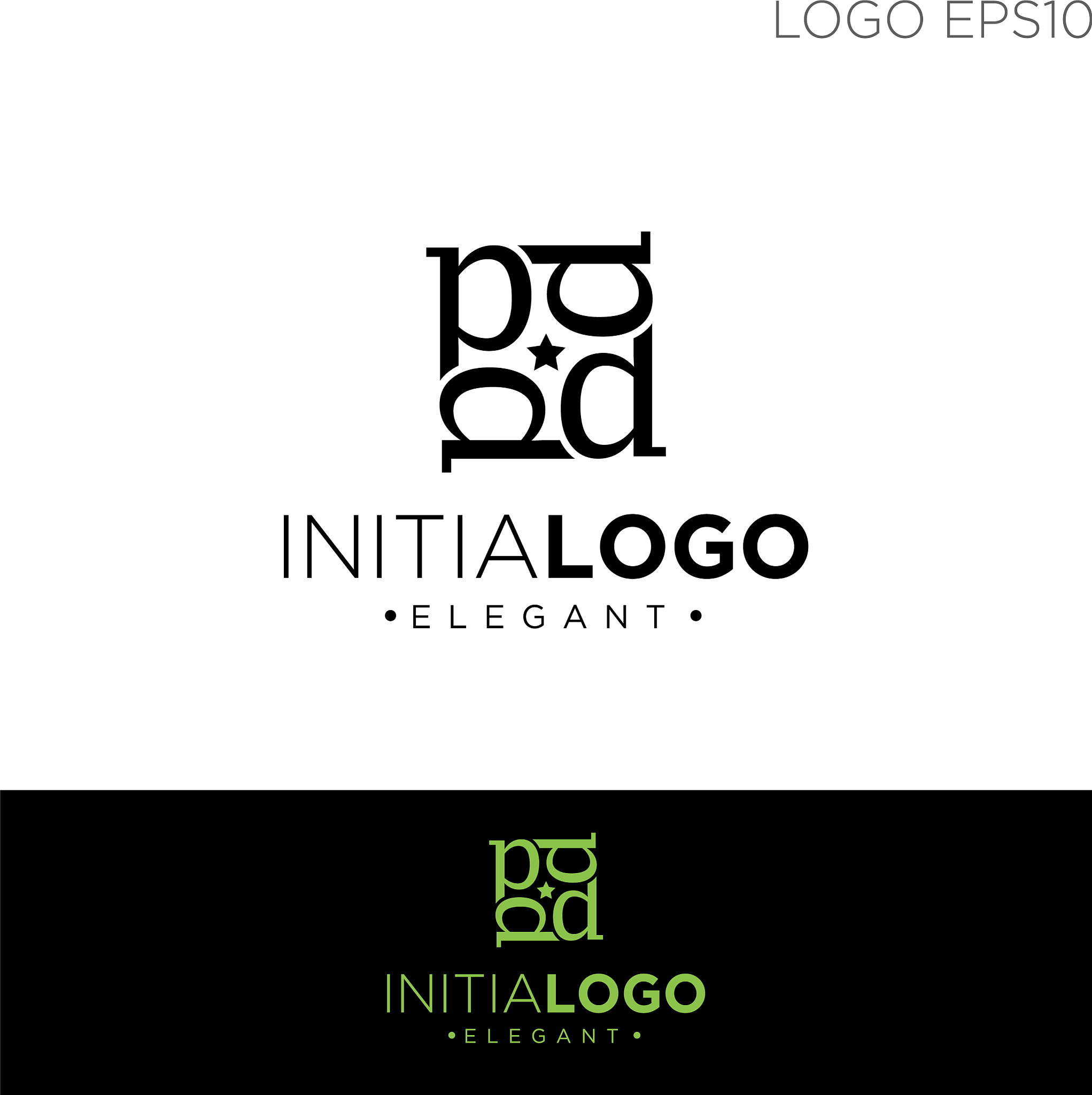 monogram initial b or d logo template black color