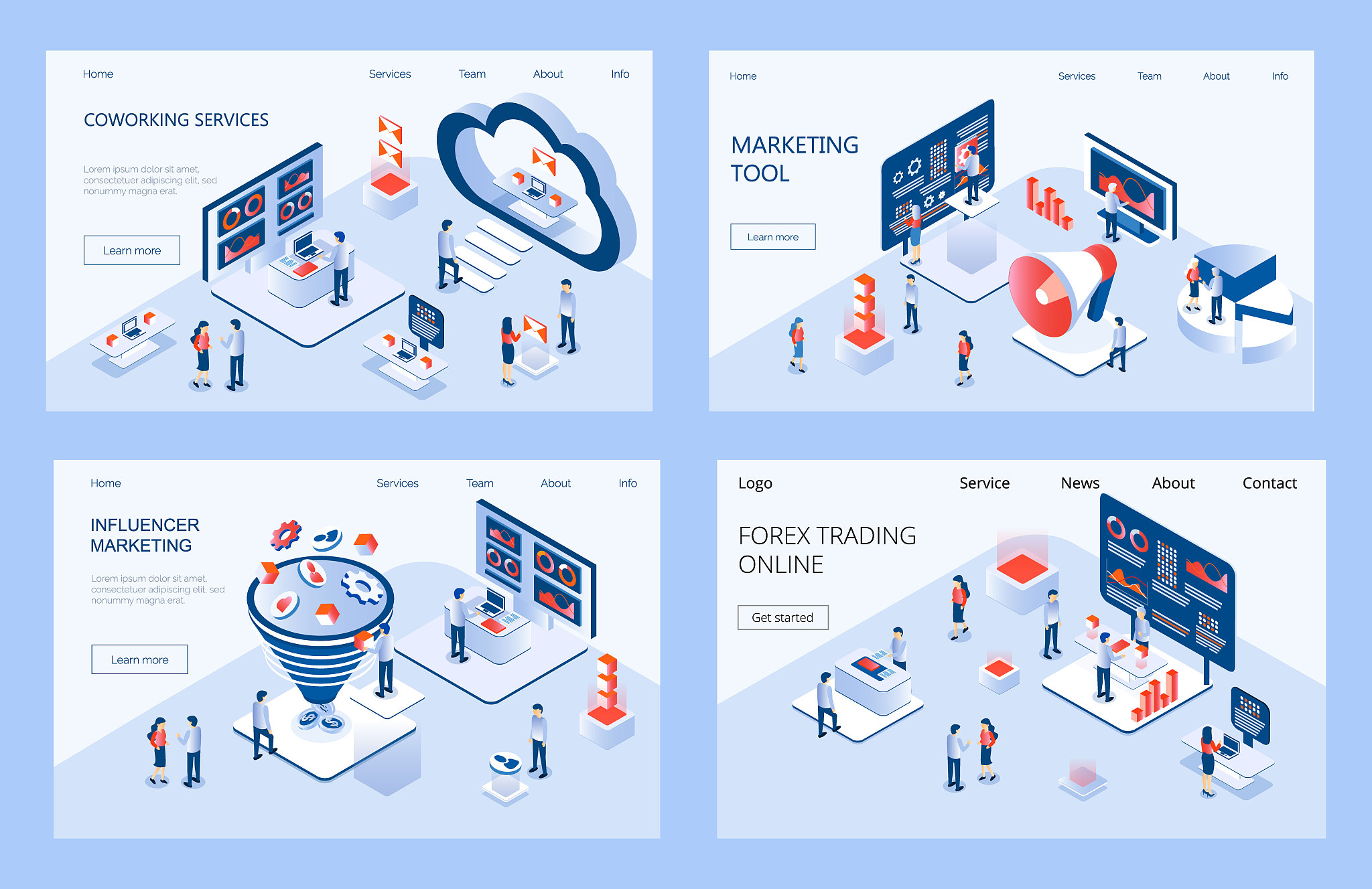 influencer marketing isometric concept vector for landing page. 