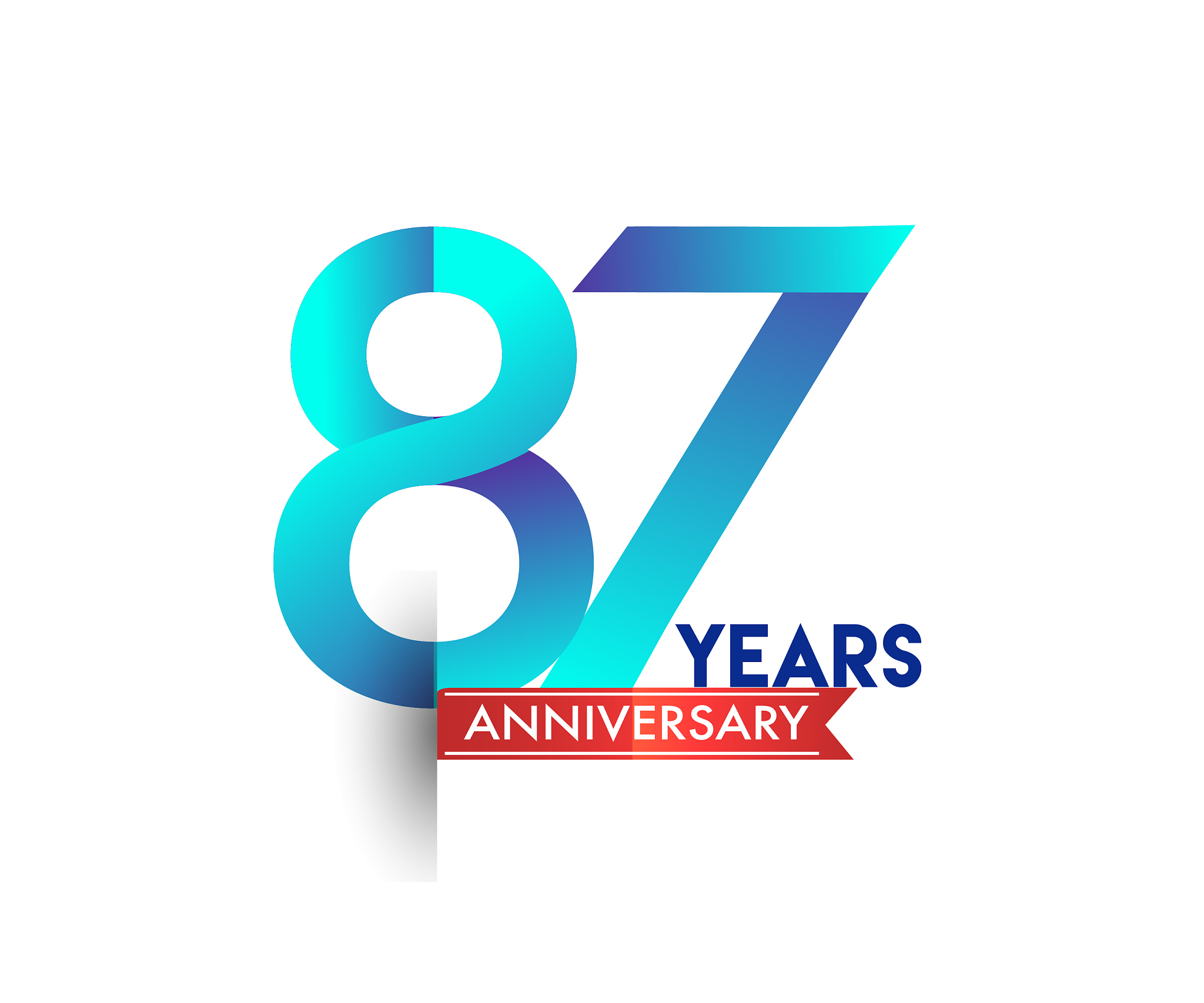 anniversary celebration logotype colorfull design with red ribbo