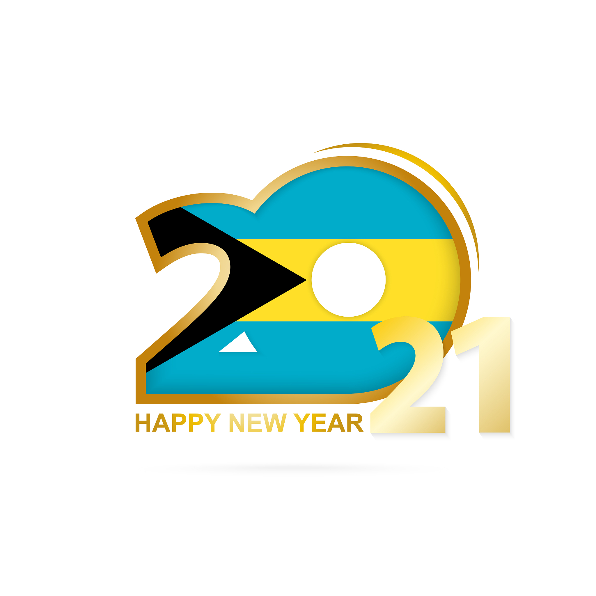 year 2021 with the bahamas flag pattern. happy new year design.