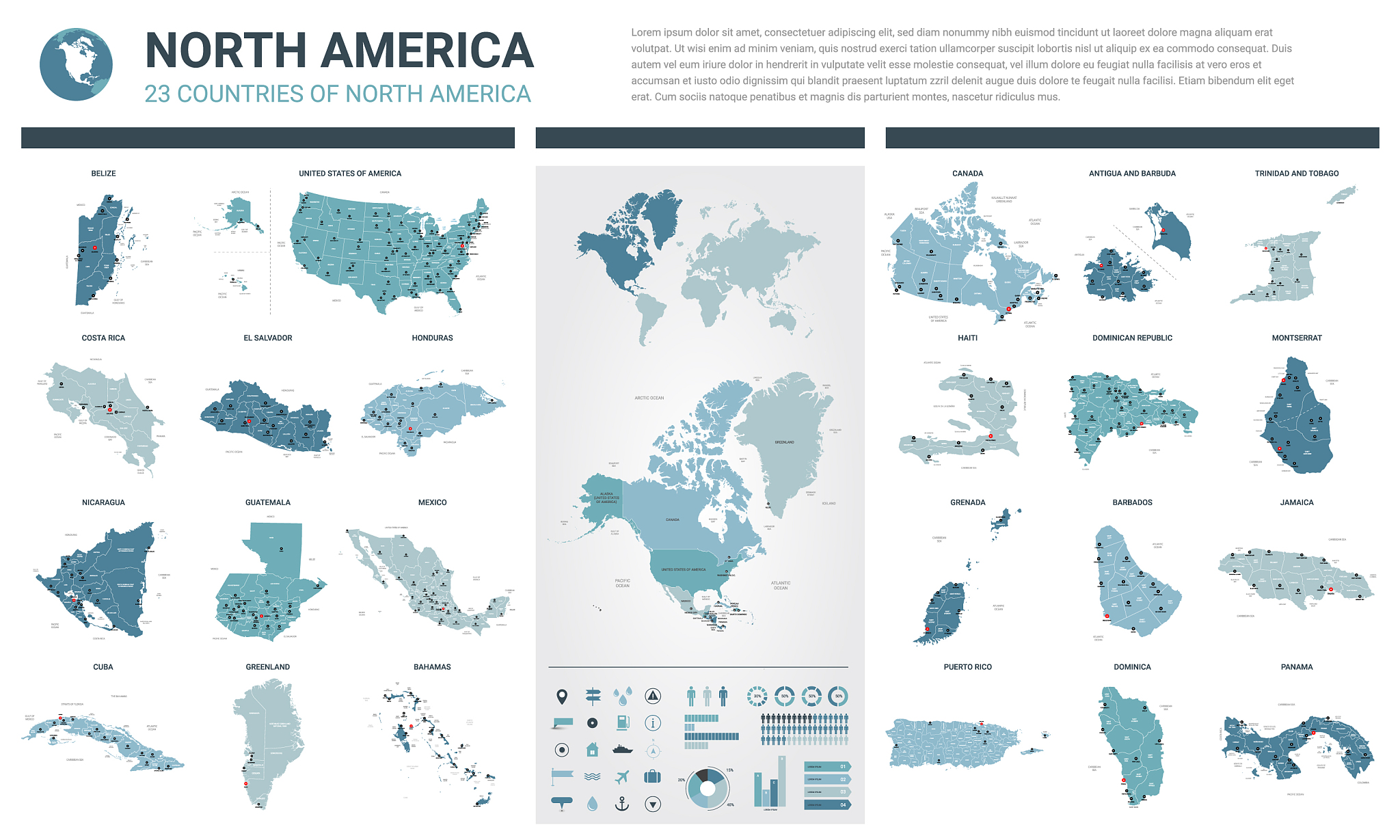 maps set high detailed 23 maps of north american