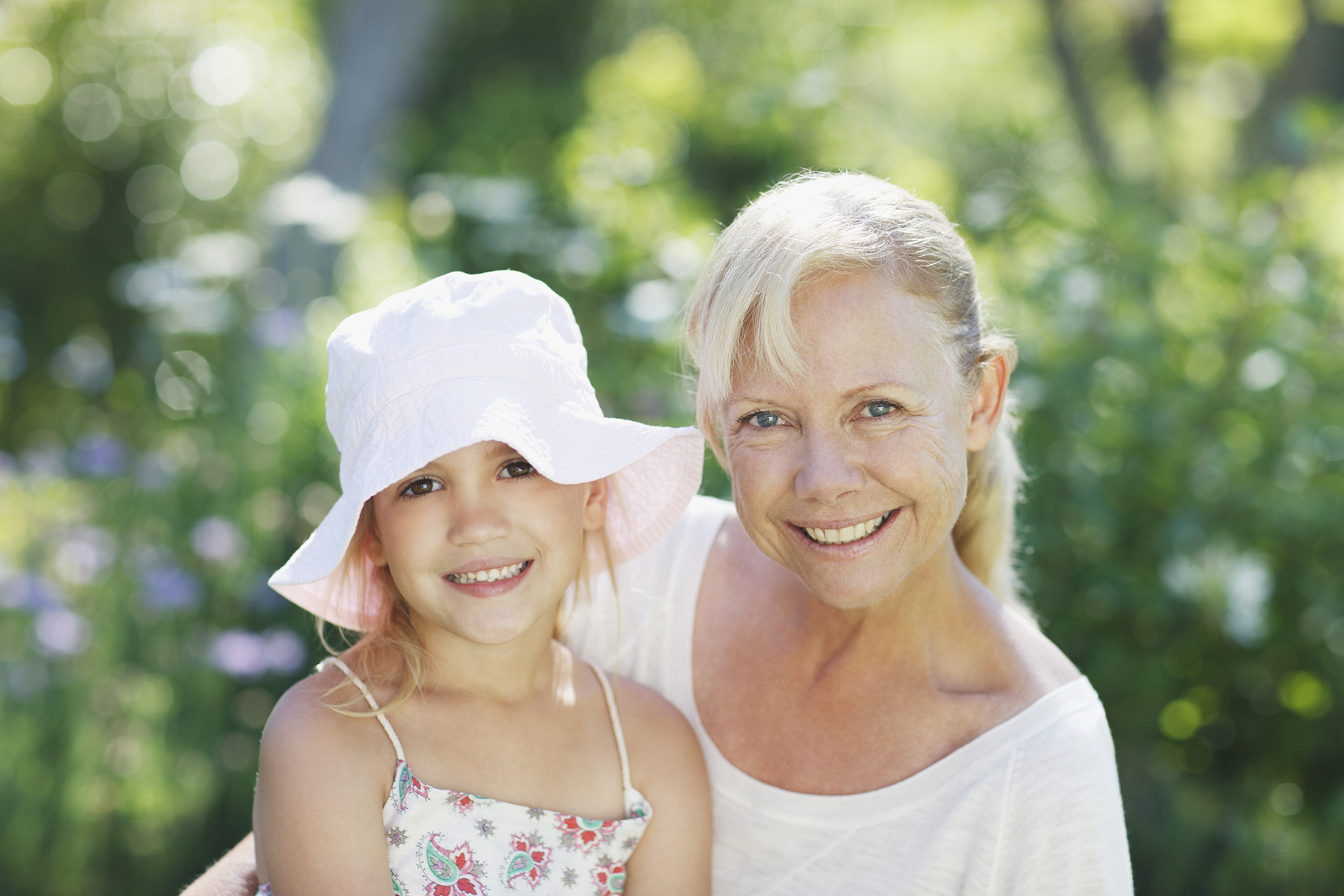 grandmother and granddaughter outdoors