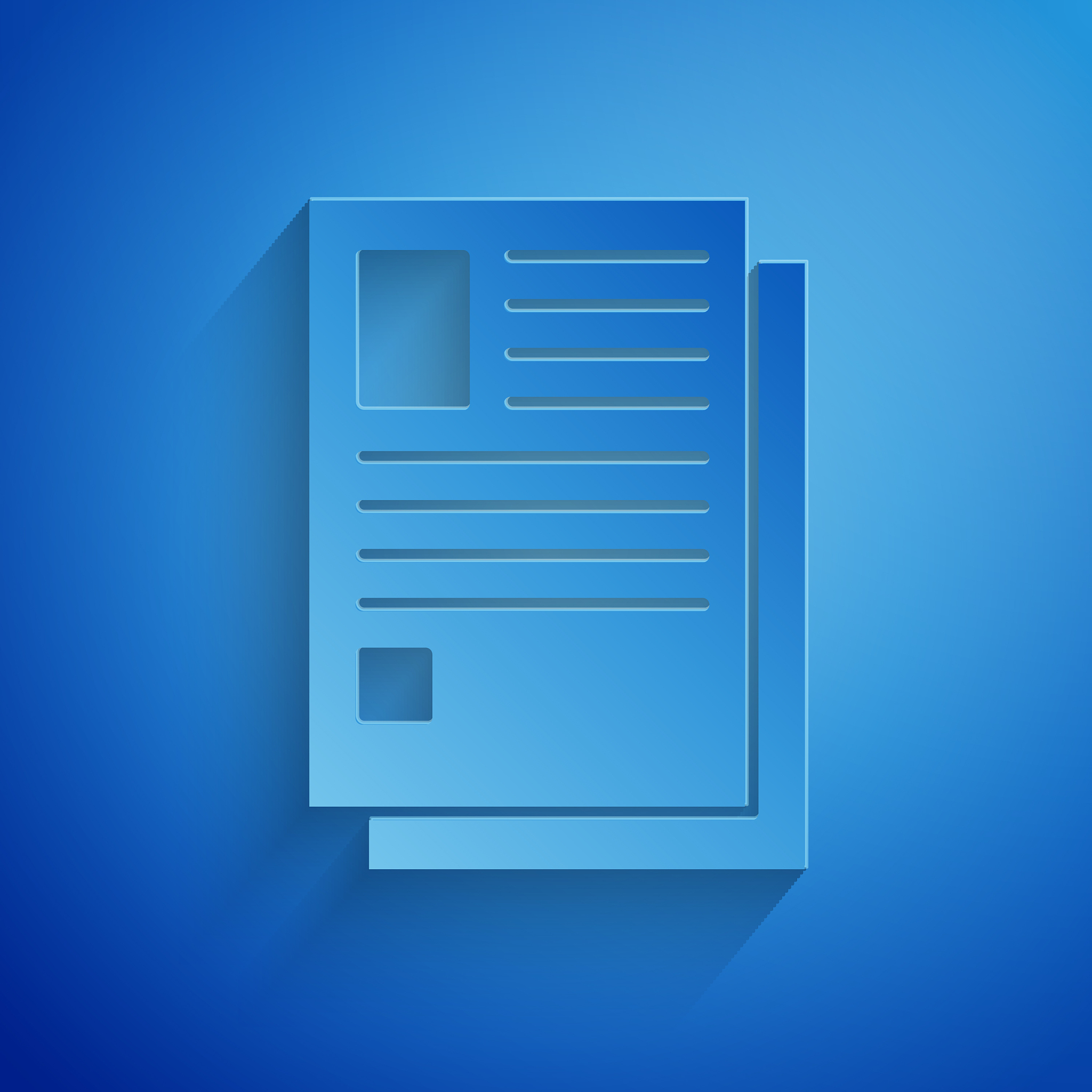 paper cut file document icon isolated on blue