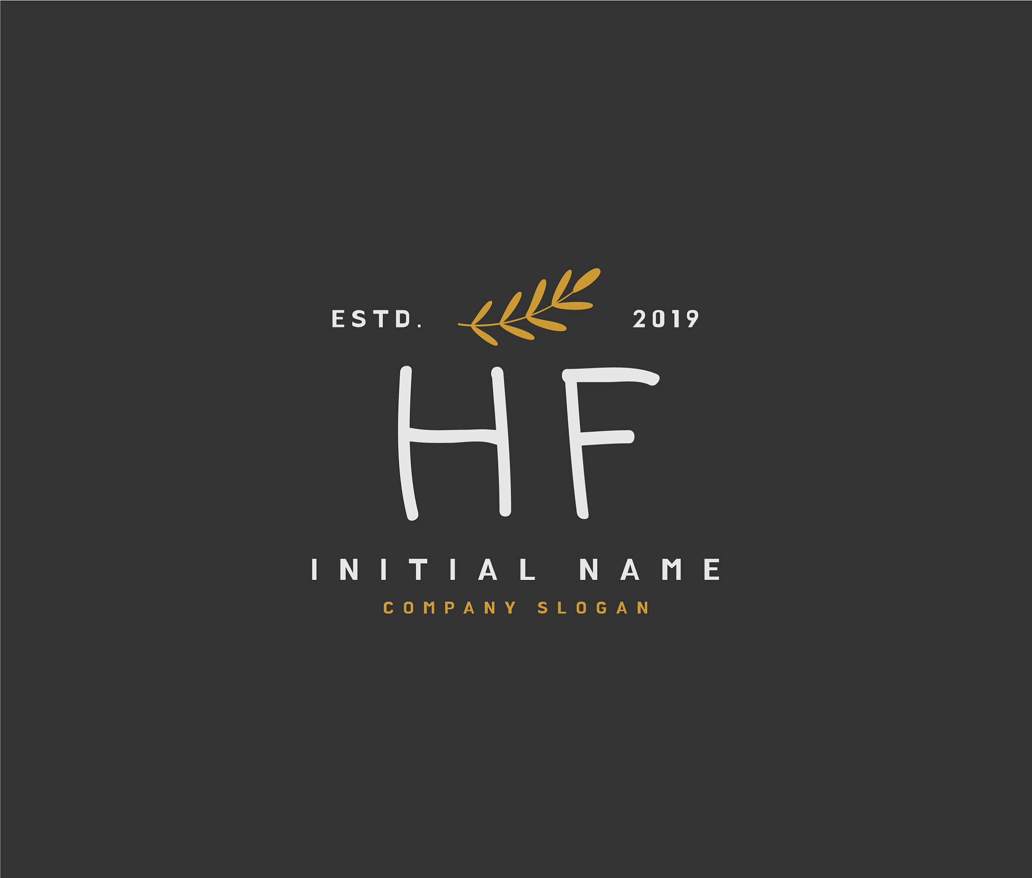 h f hf beauty initial logo handwriting logo of