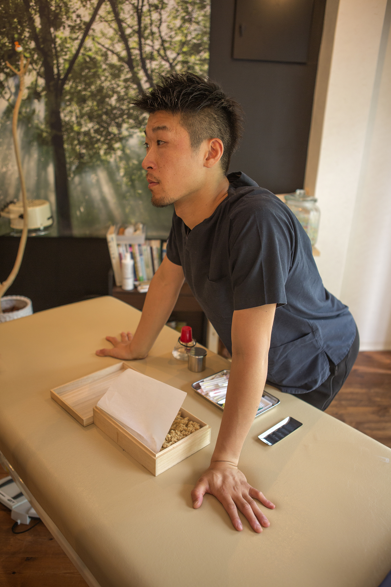 japanese male medical acupuncture expert person in kyoto japan