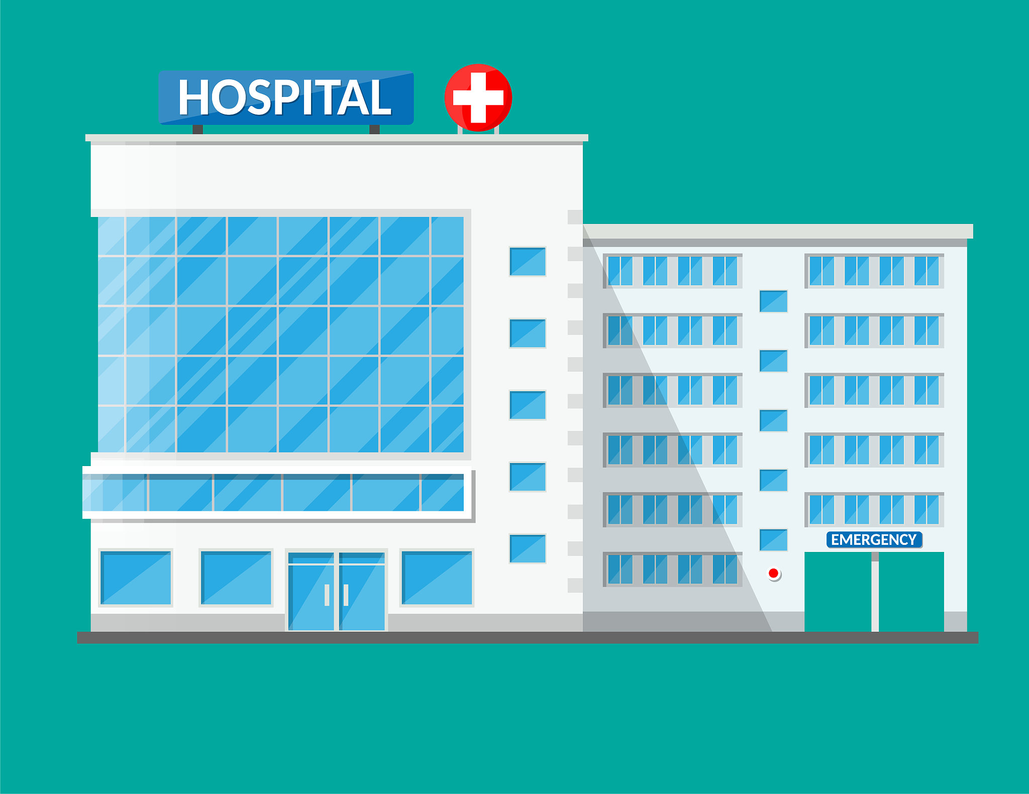 hospital building, medical icon.