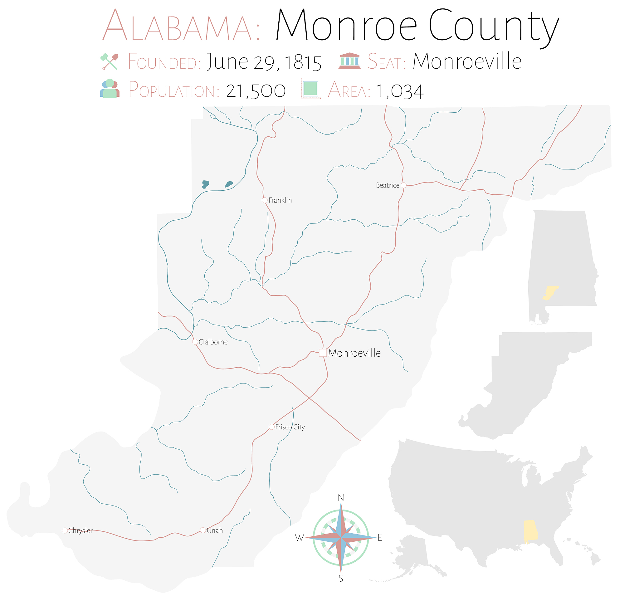 map monroe county in alabama
