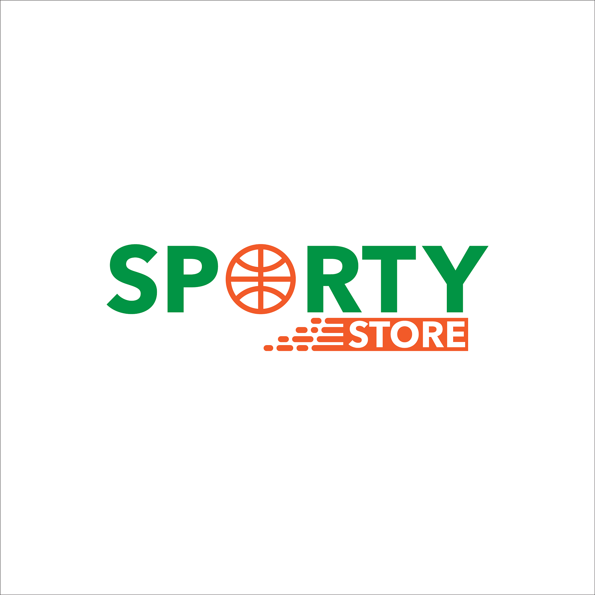 simple sporty store logo with basketball icon for