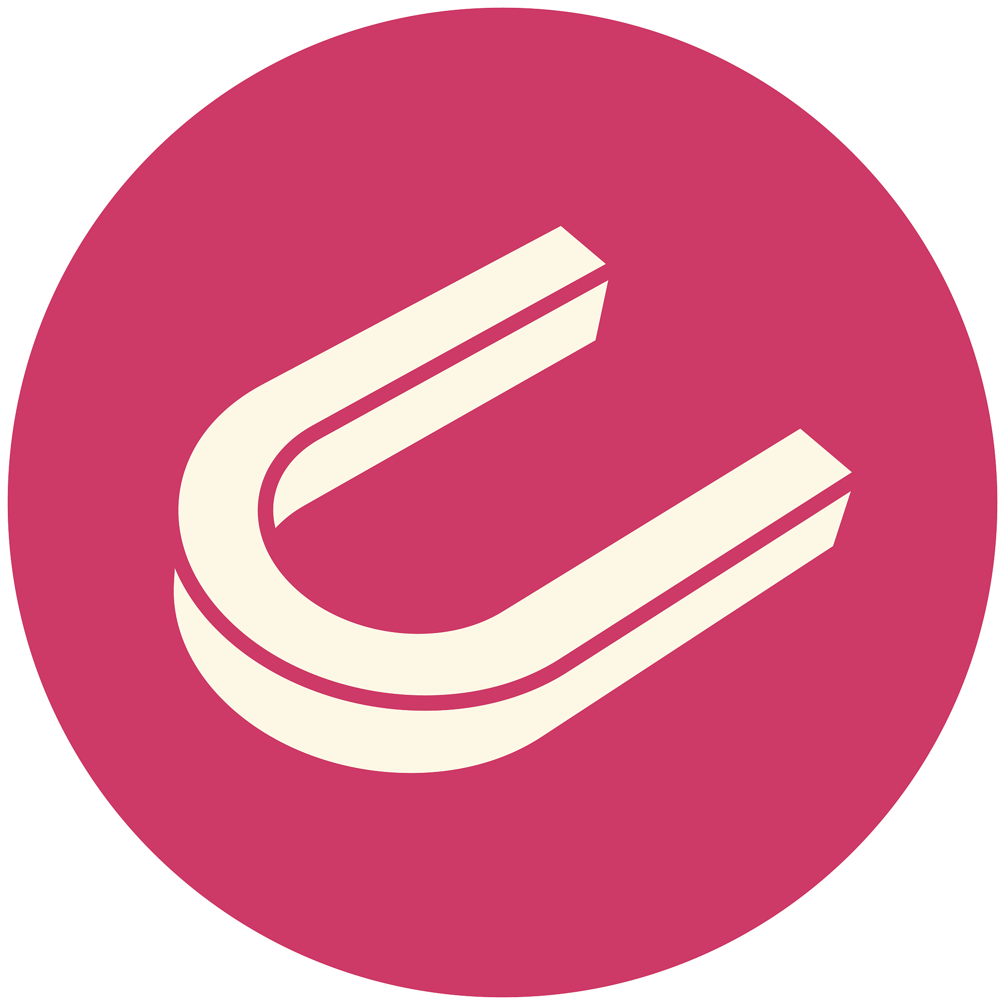 a u-magnet icon in a pink circle with white background