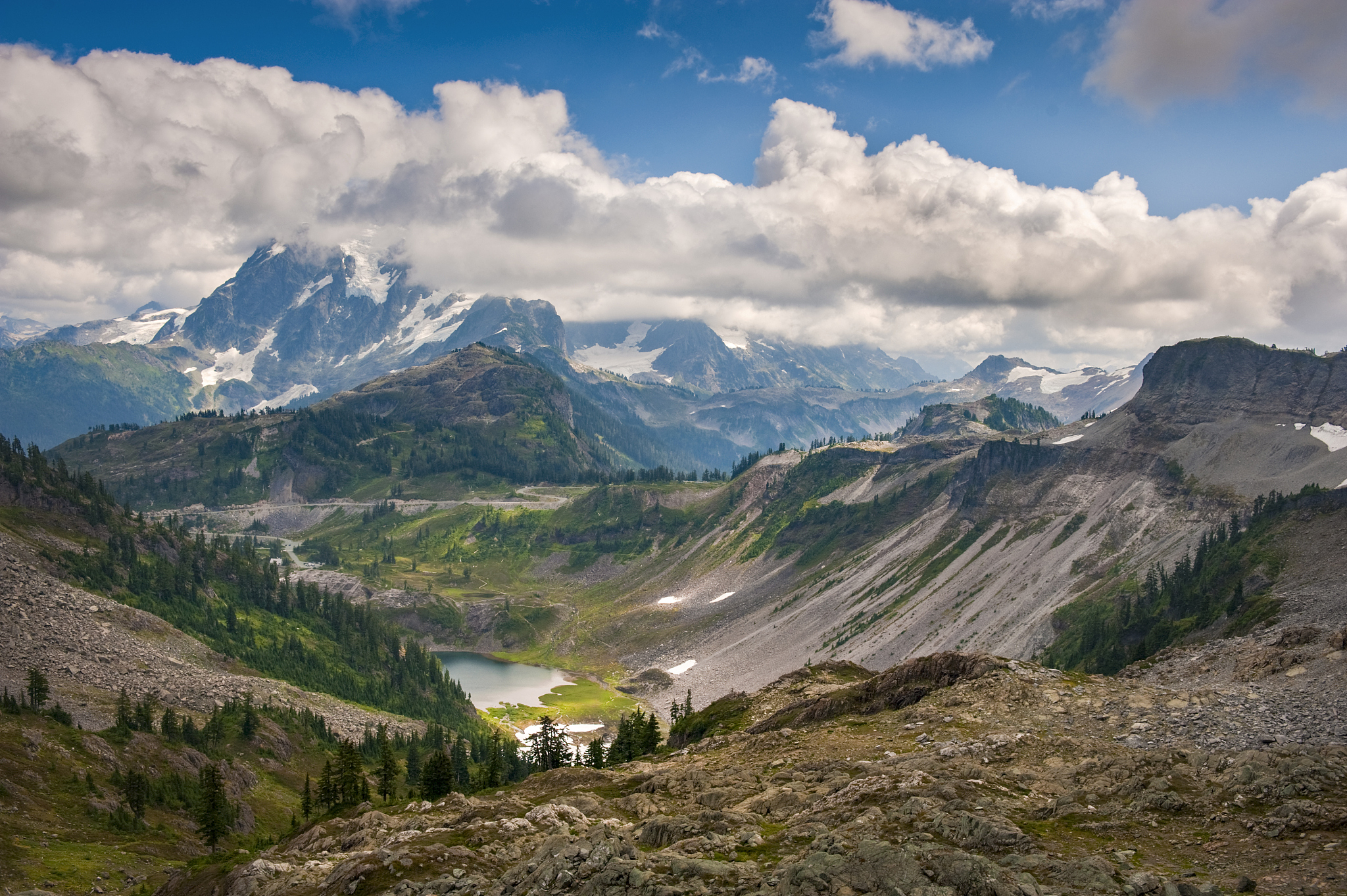 hiking the chain lakes trail, mt. baker, washington.