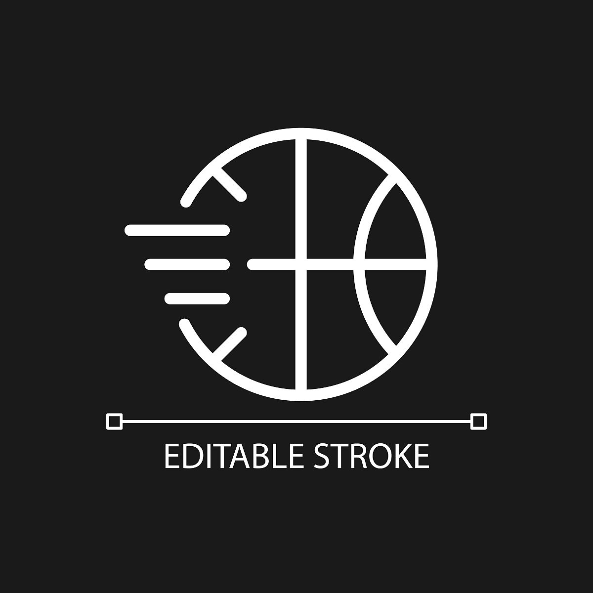 球像素完美的黑色主题白色线性图标