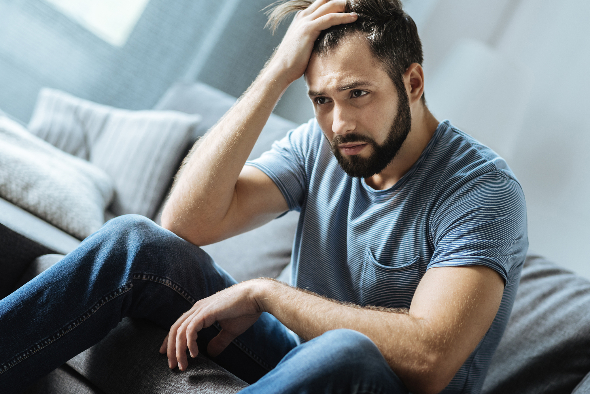 cheerless moody man being alone