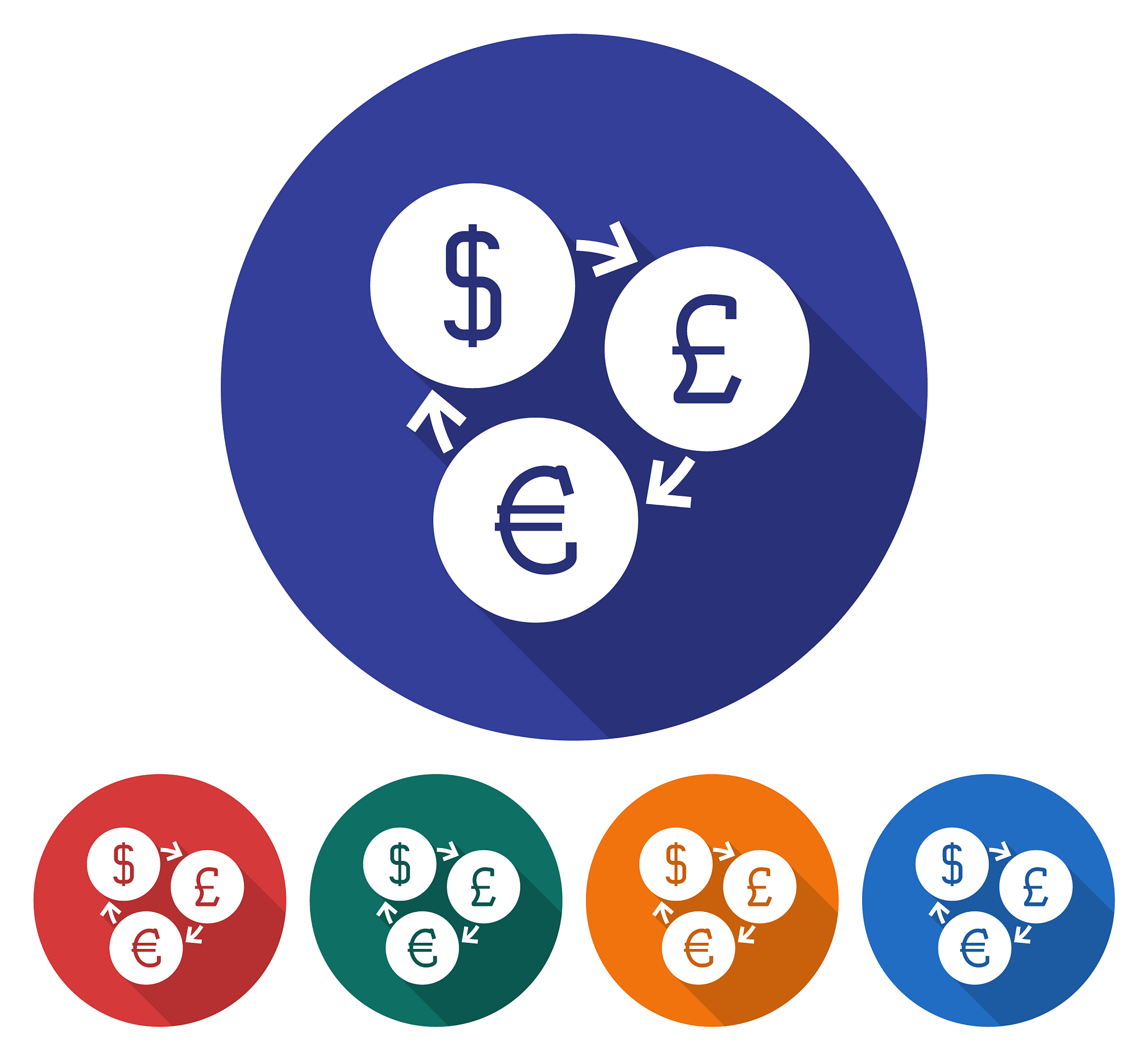 round icon of currency exchange dollar pounds