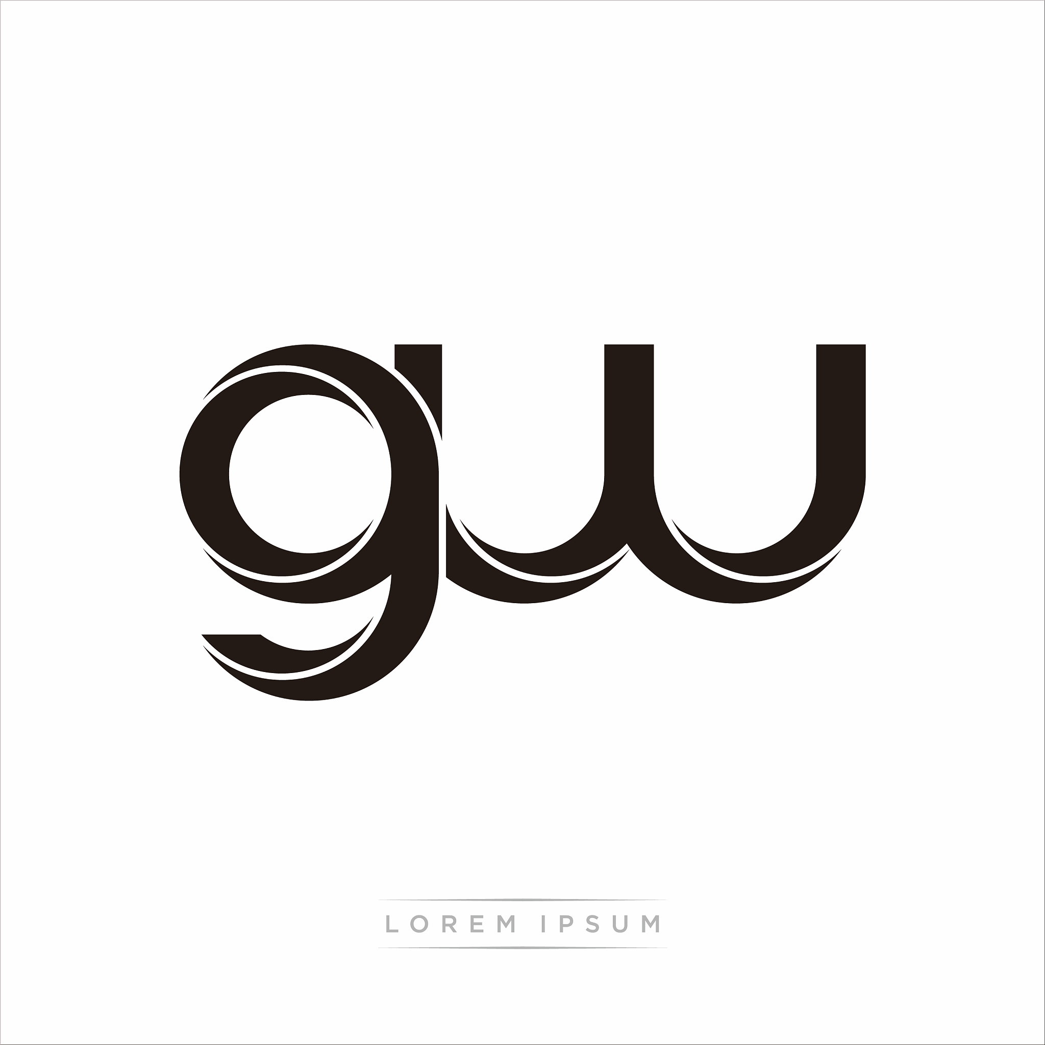 gw initial letter split lowercase modern monogram