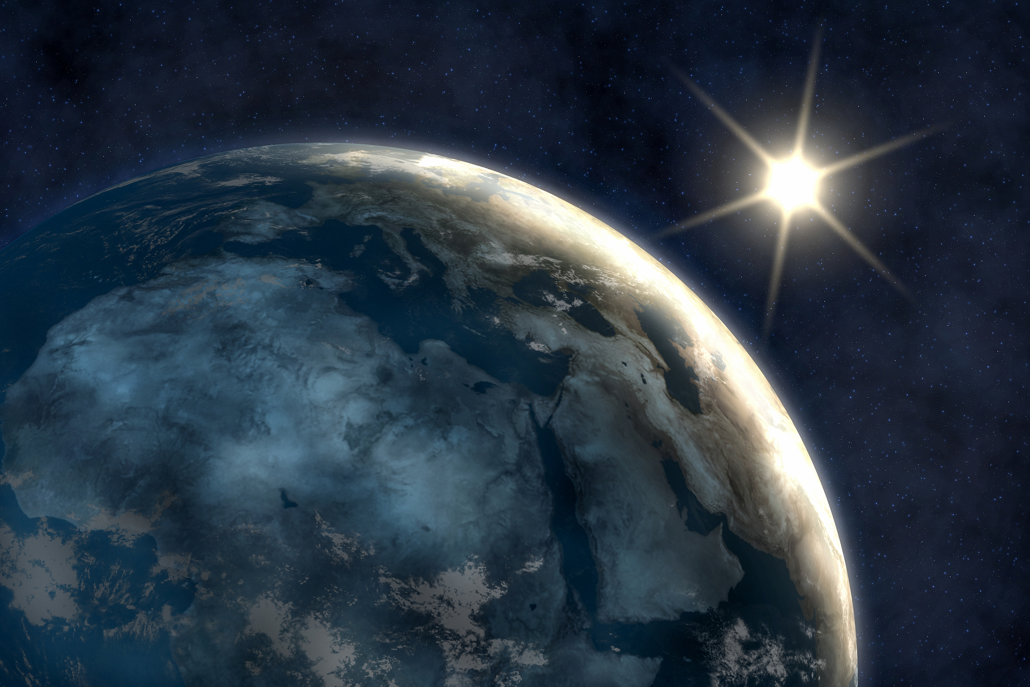 地球与星空,三维渲染