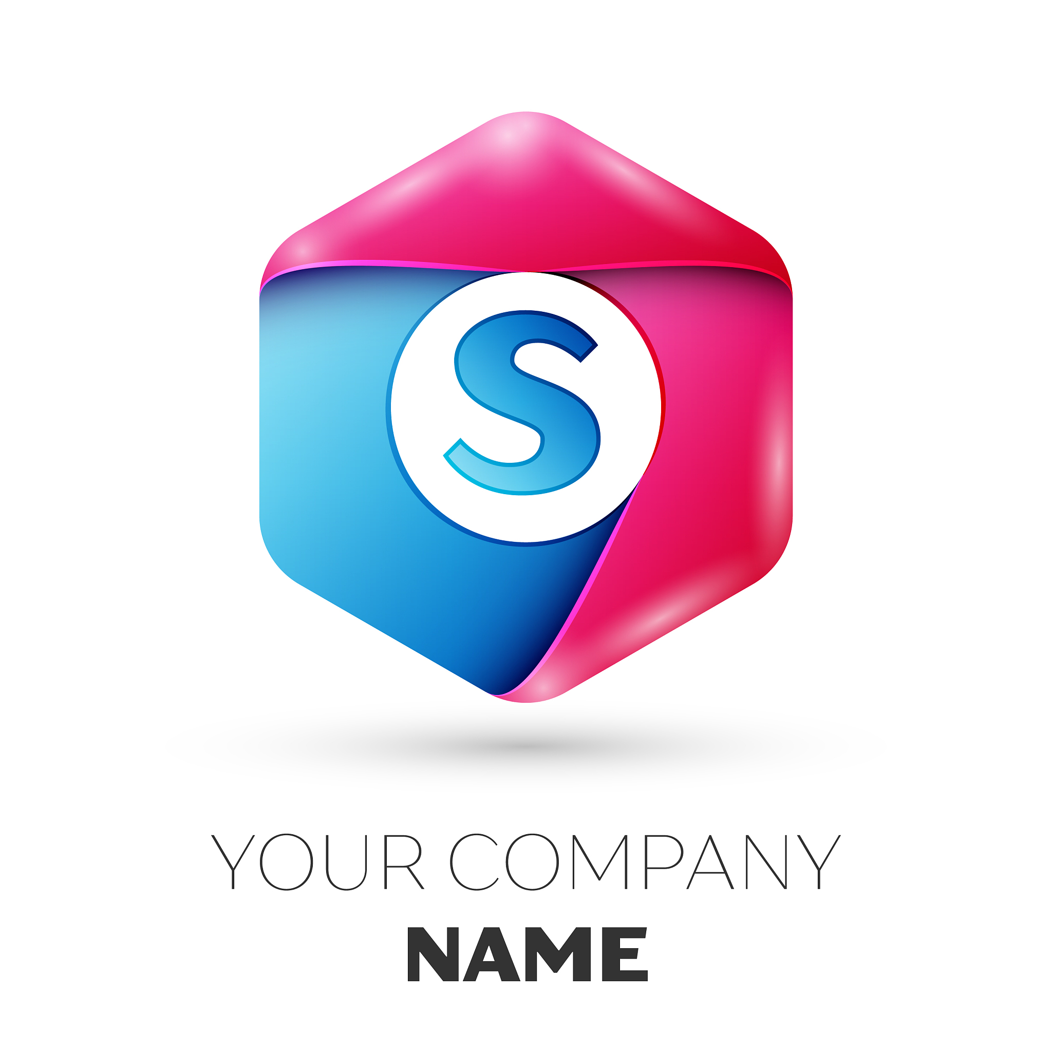 realistic letter s in colorful hexagonal