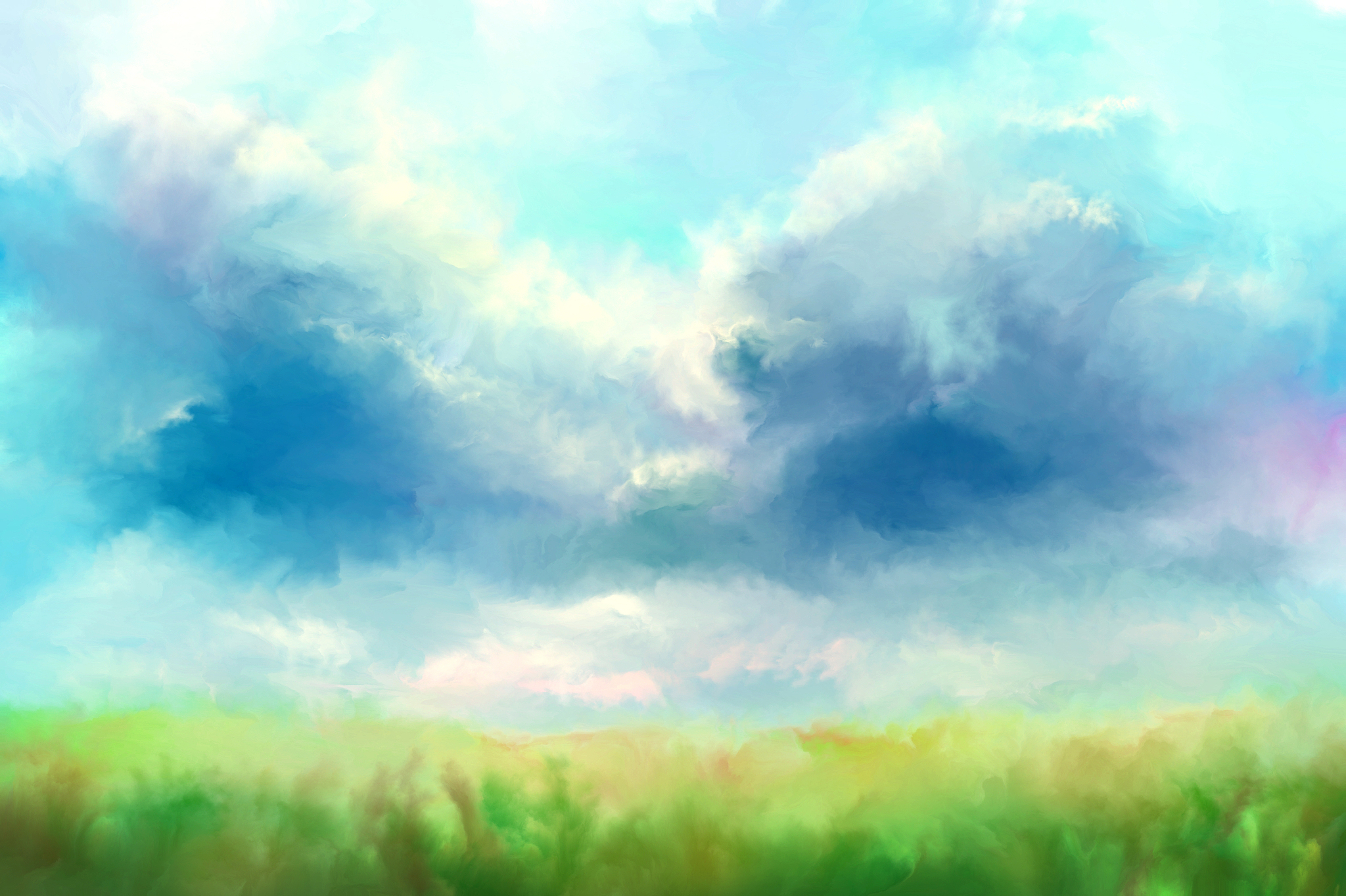 绘画画一个蓝色的天空