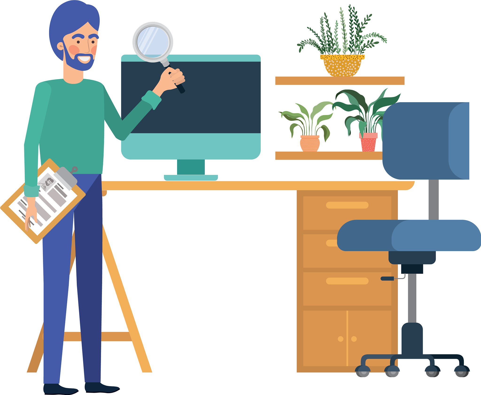 man in work office with white background