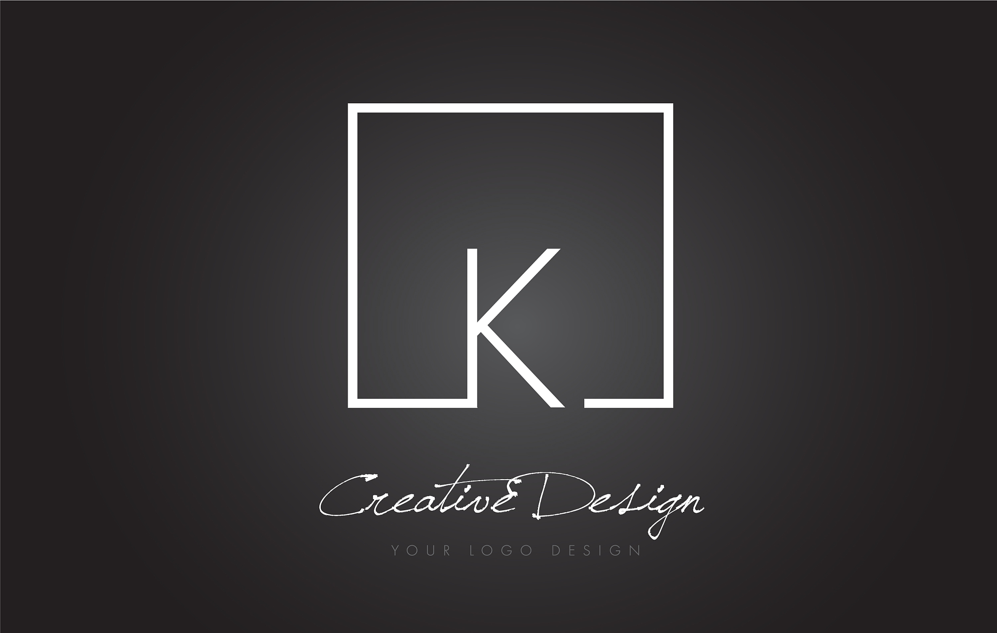 k square frame letter logo design with black and