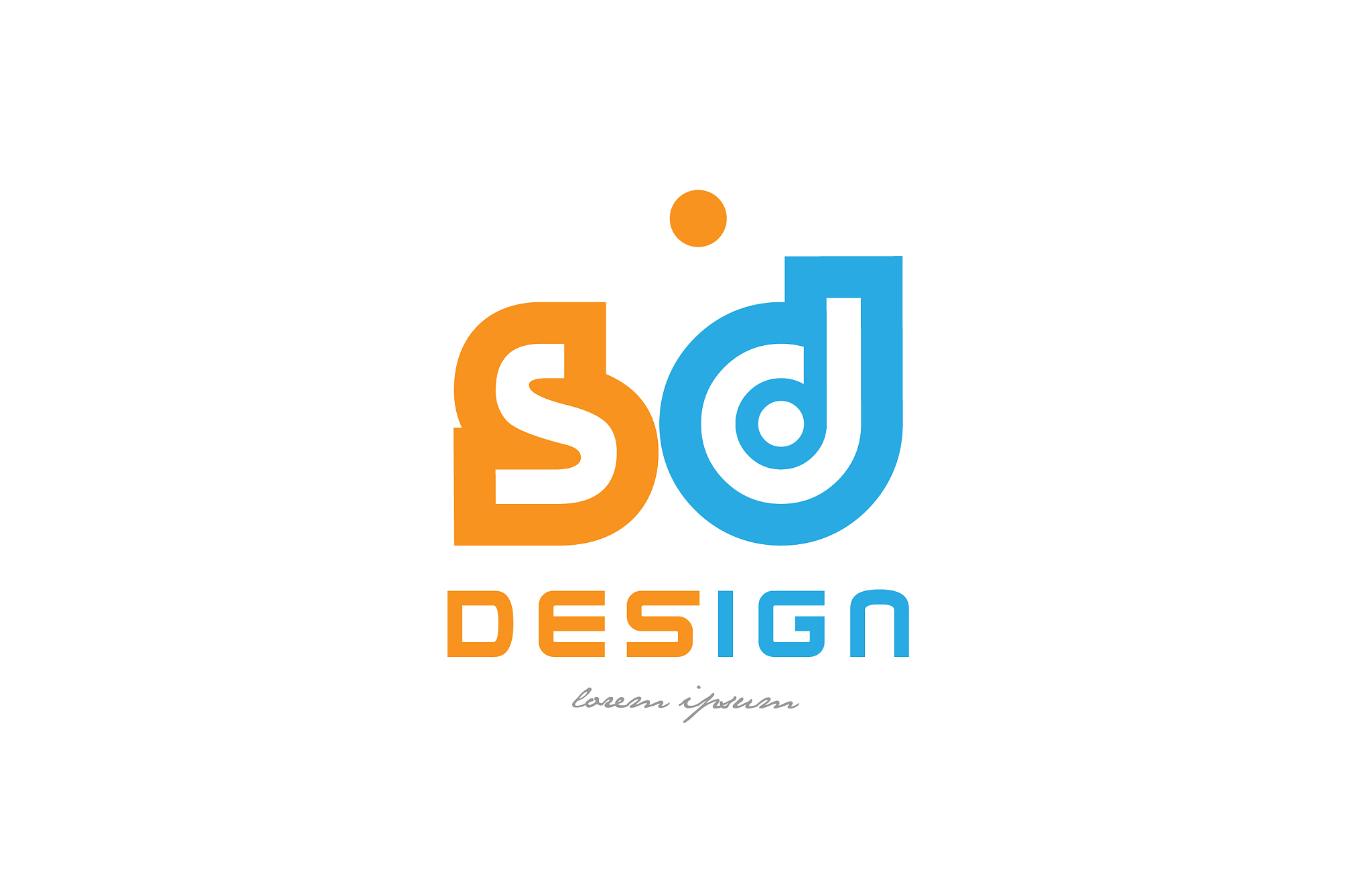 sd s d orange blue alphabet letter logo