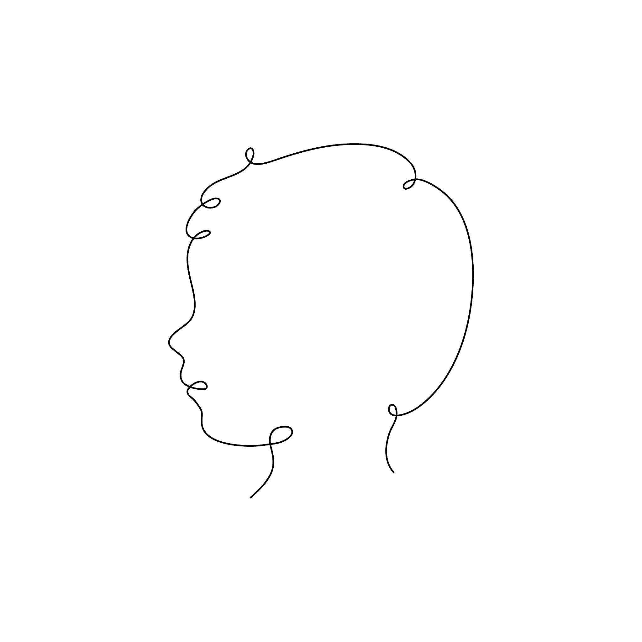one line child head design silhouette.hand drawn minimalism styl
