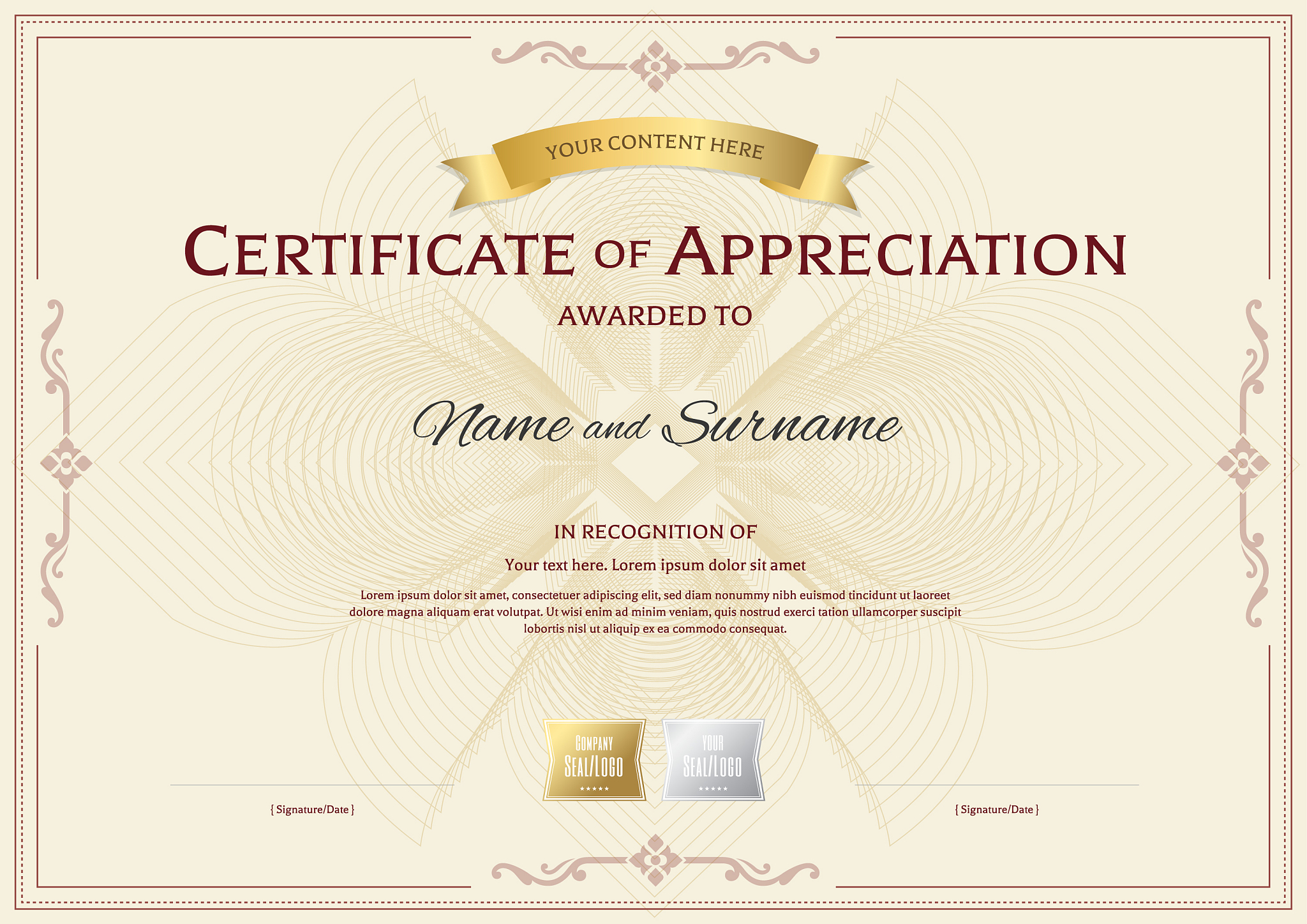 certificate of appreciation template with award