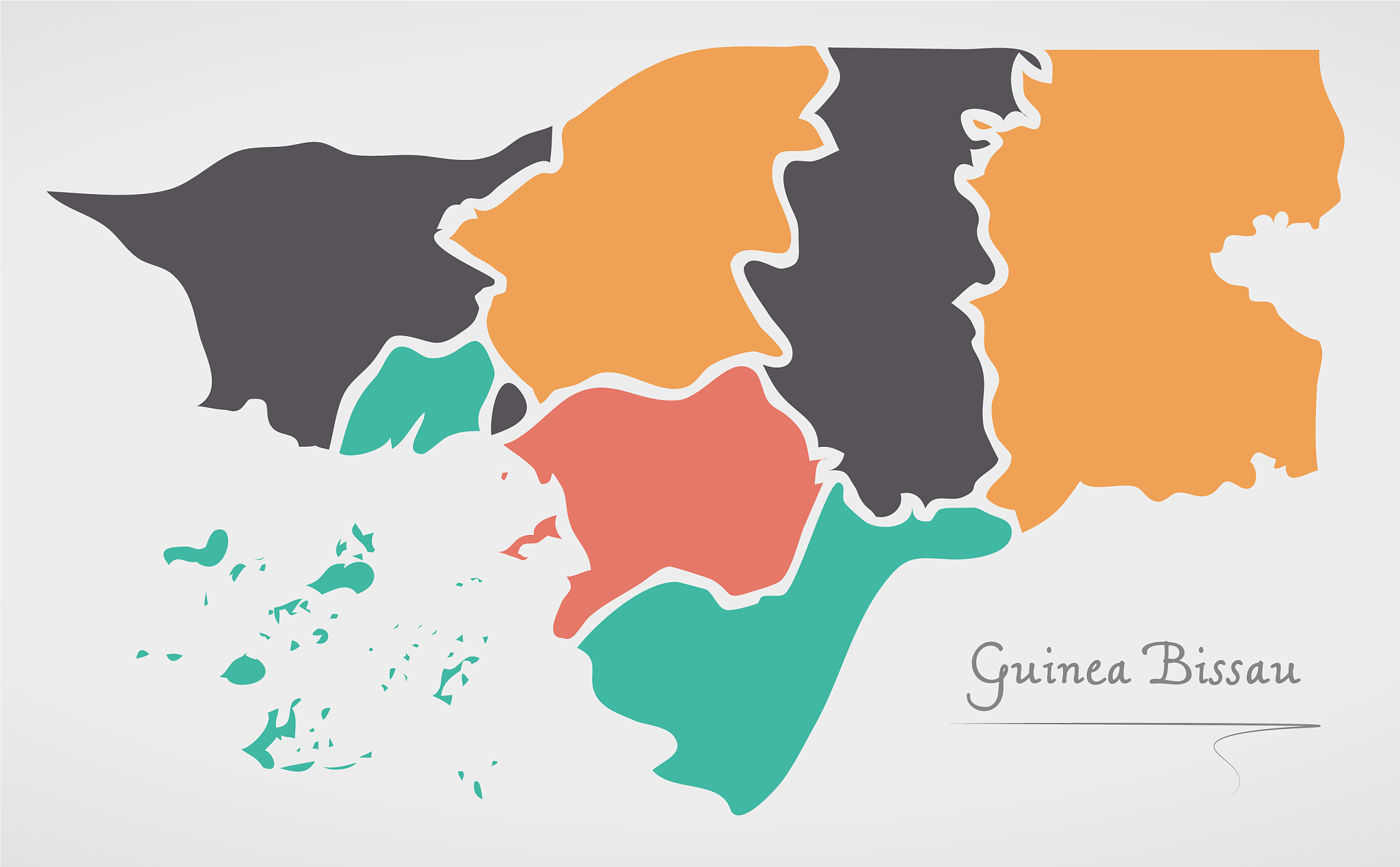guinea bissau map with states