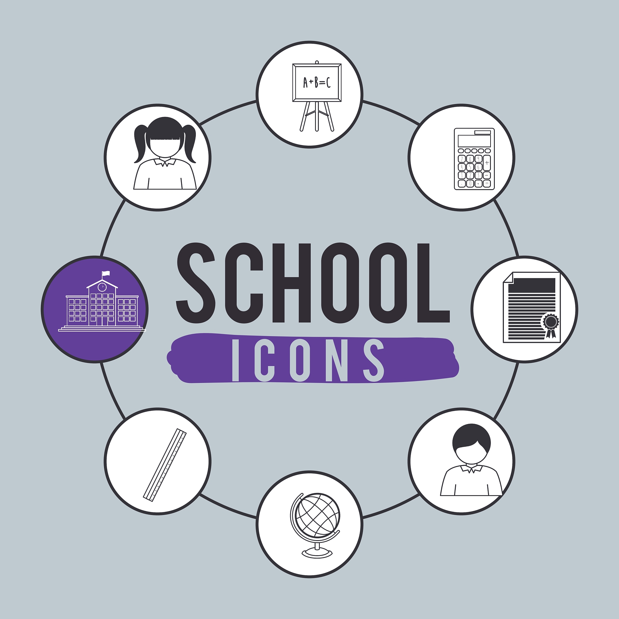 set school icons design