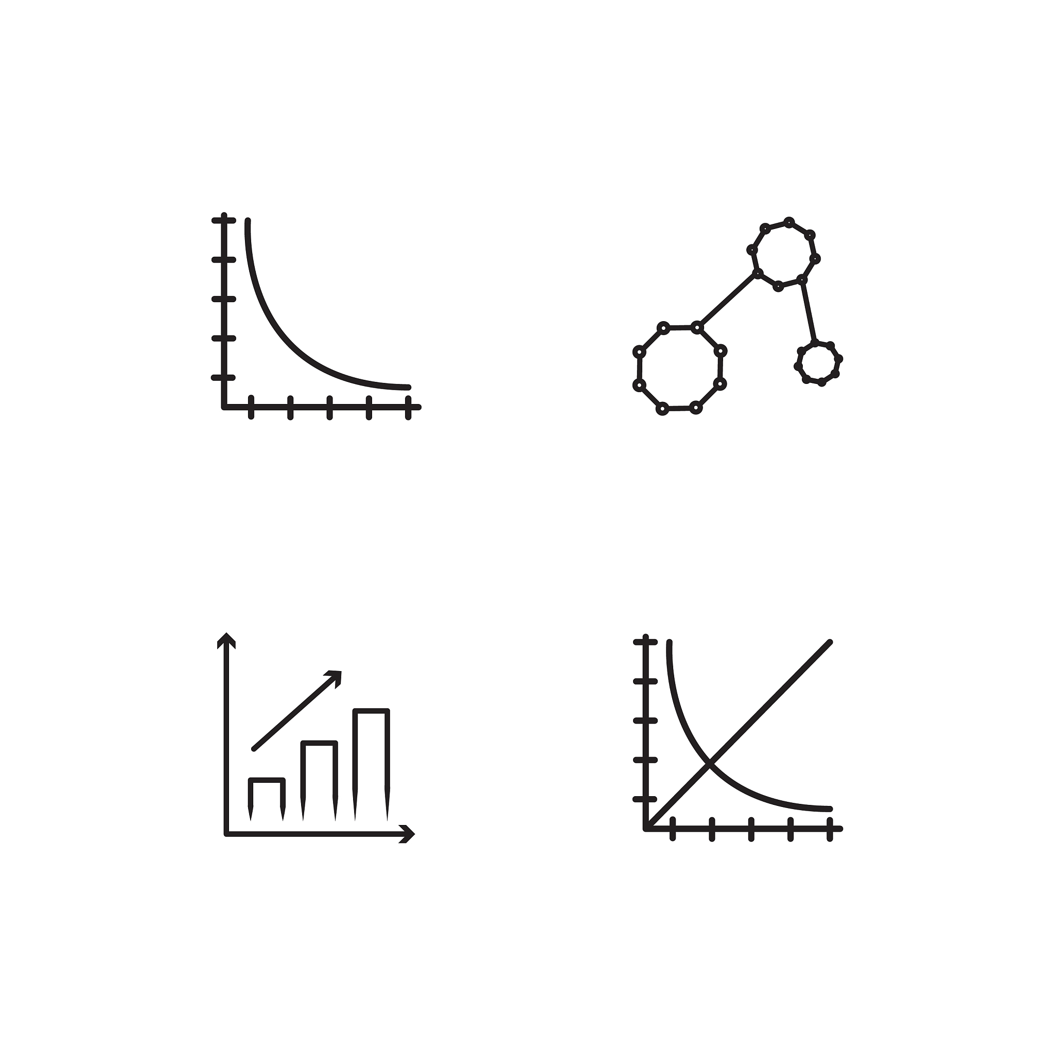 science linear icons set simple outline icons