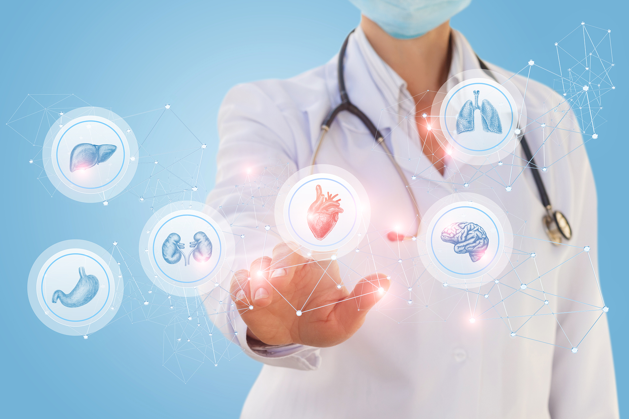 doctor chooses a heart among the organs .