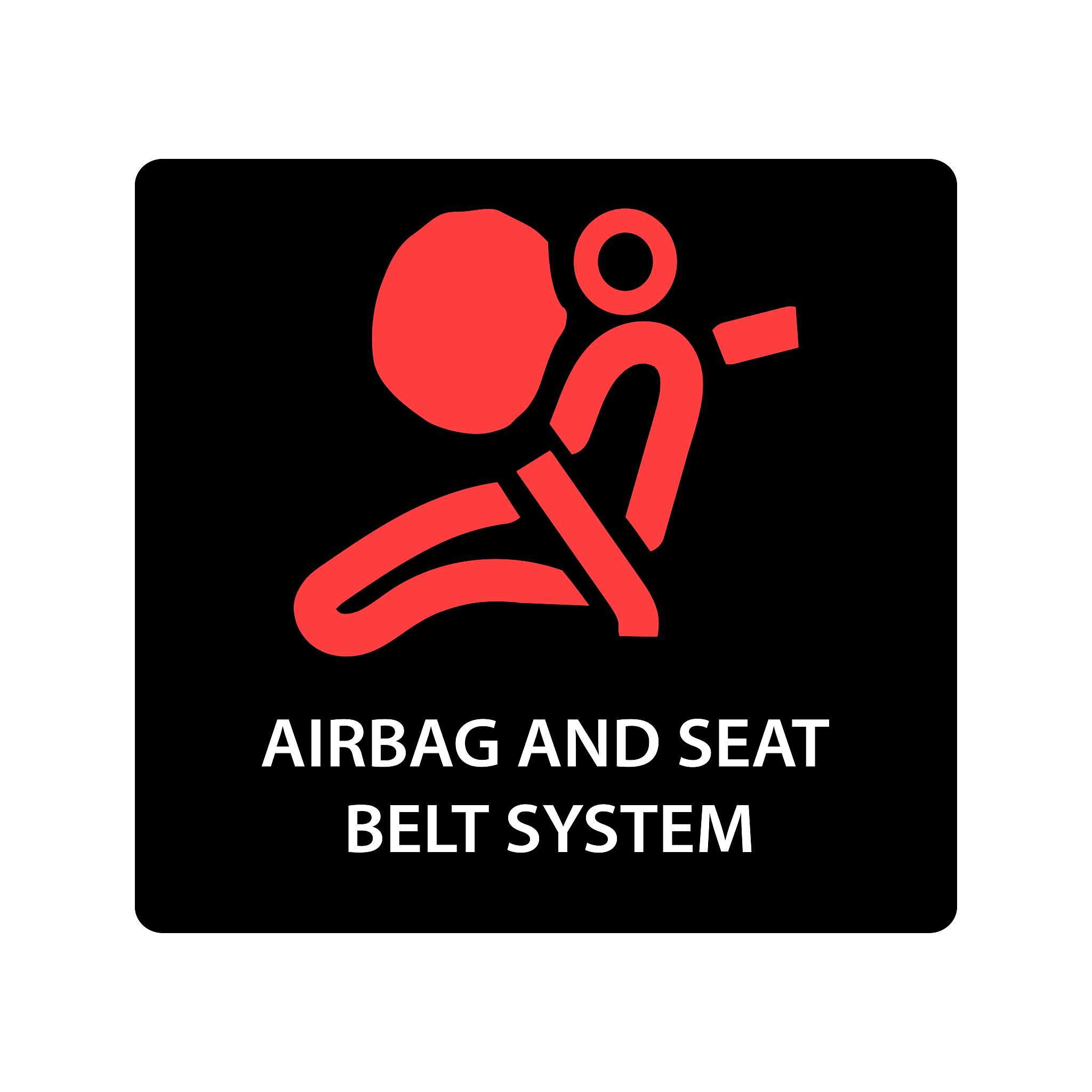 warning dashboard car icon, airbag and seat belt system