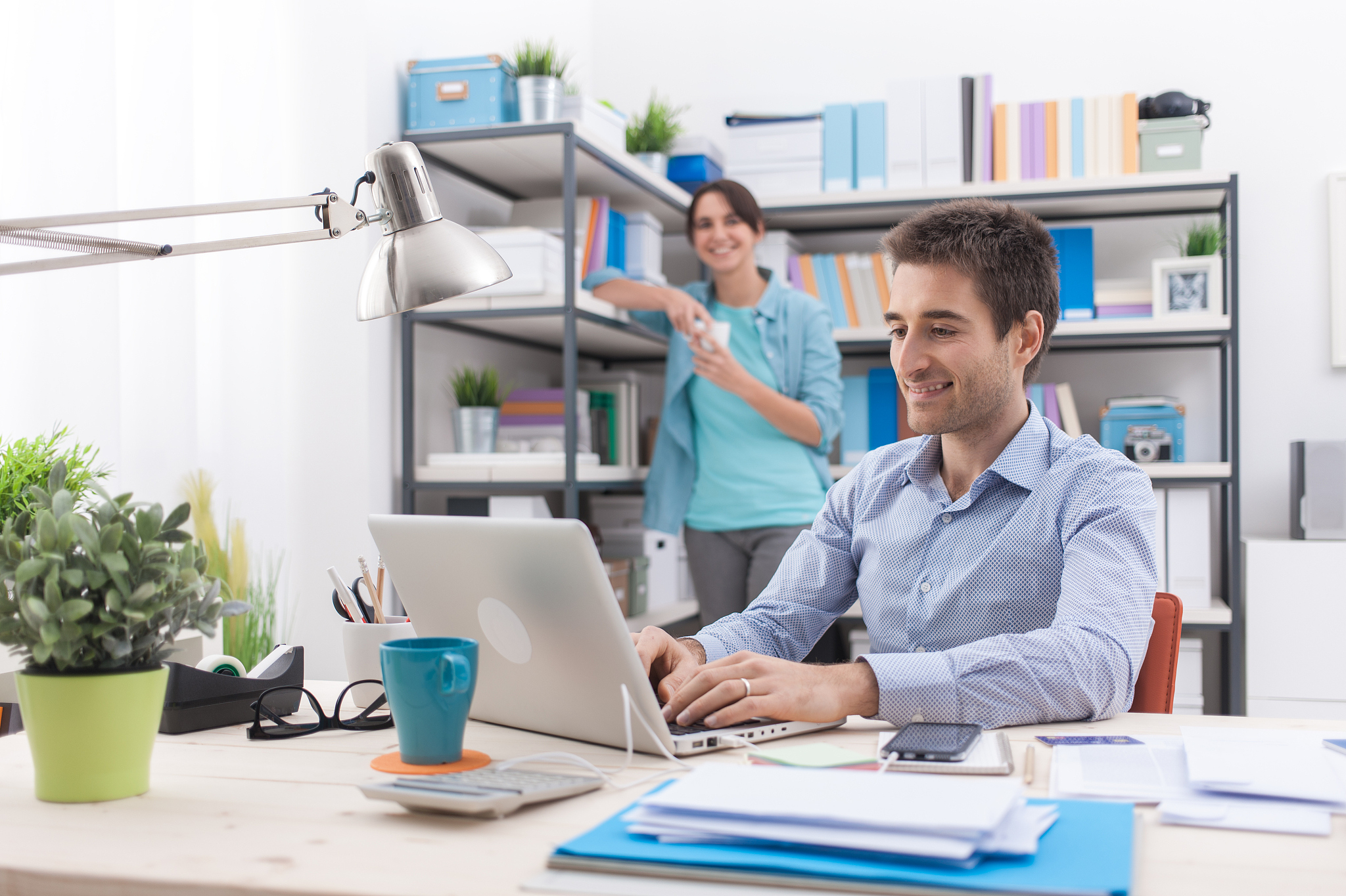 two people working in the office