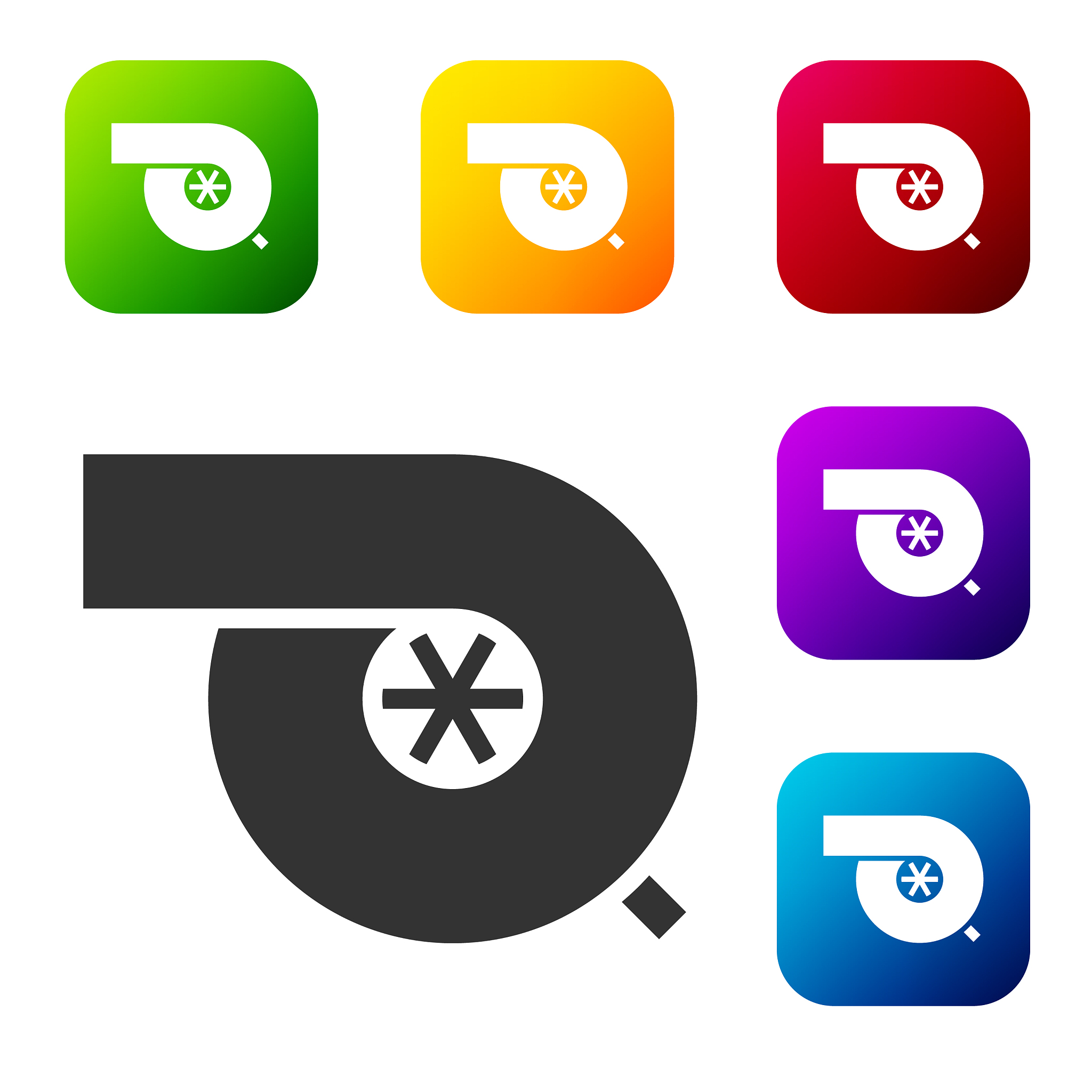 black automotive turbocharger icon isolated on