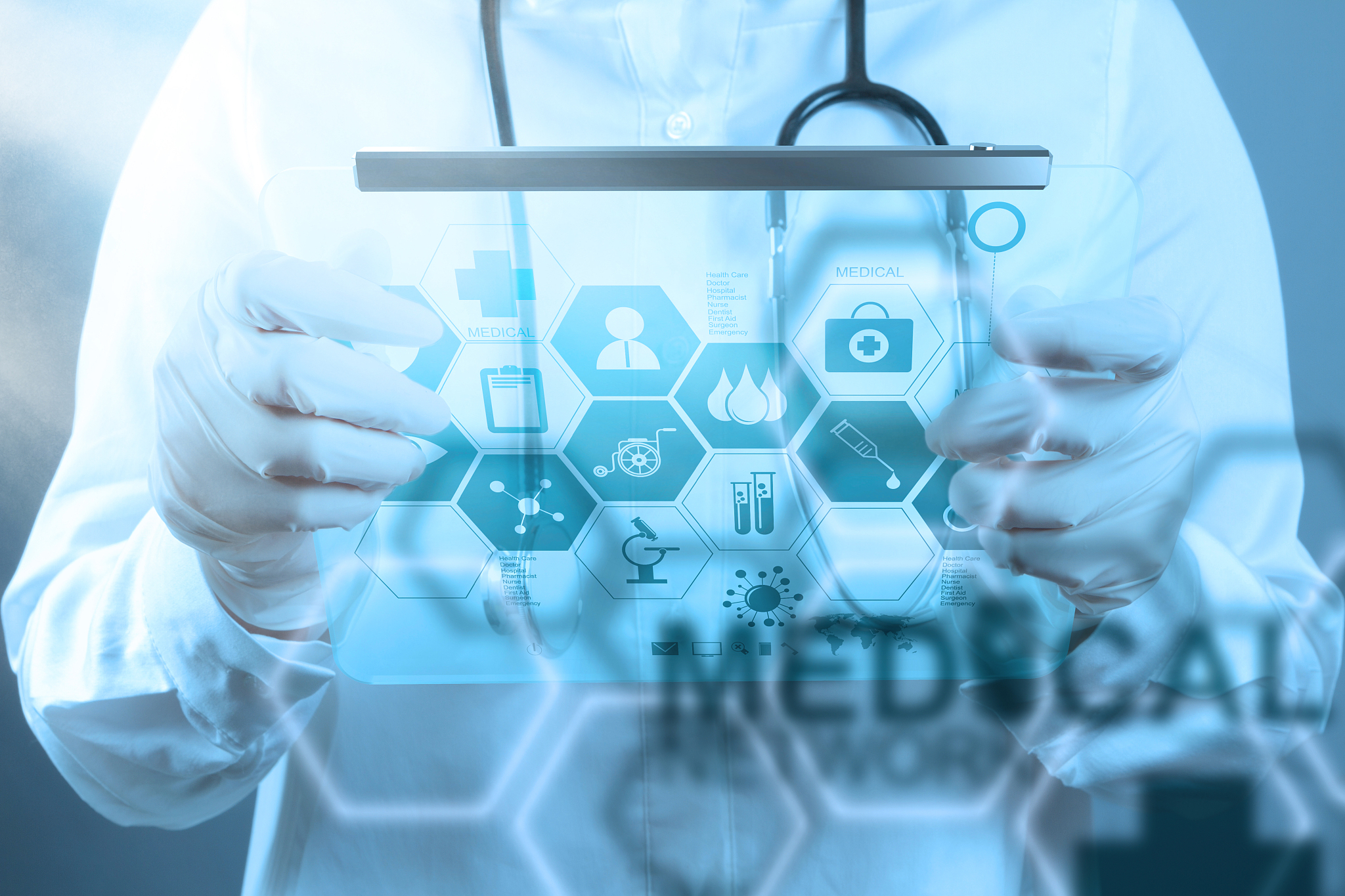 medicine doctor working with modern computer interface