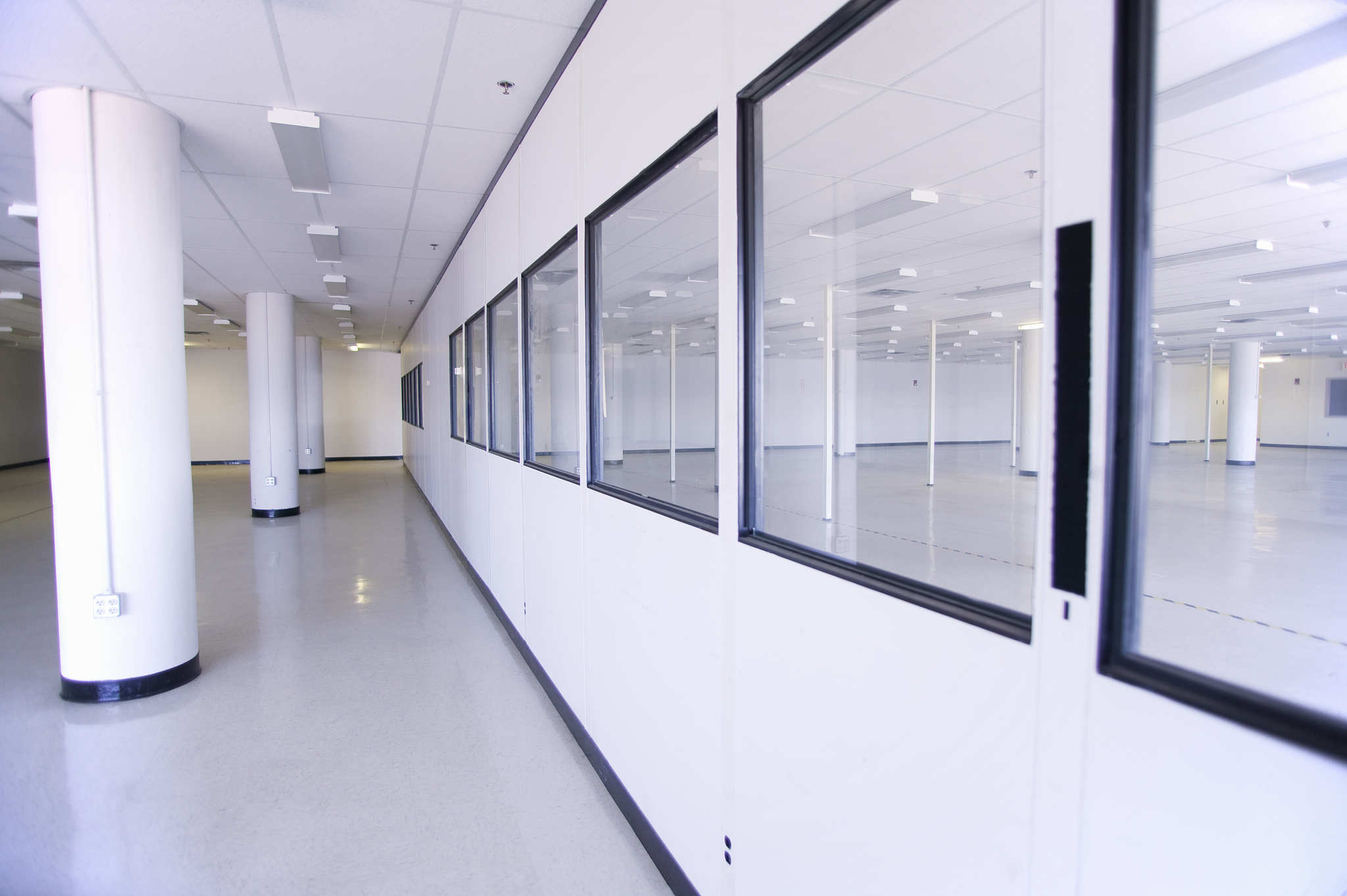 empty industrial space with offices