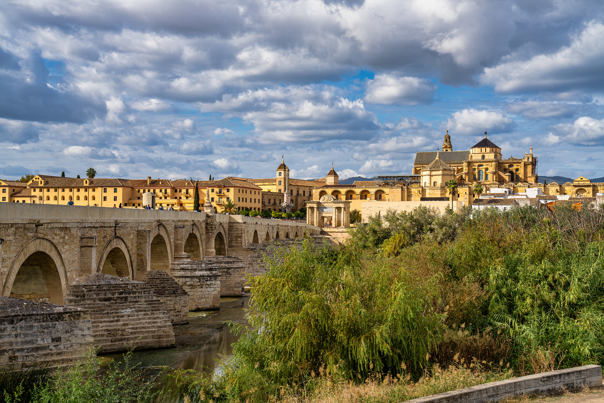 mosque-cathedral and the roman bridge in cordoba, andalusia, spa