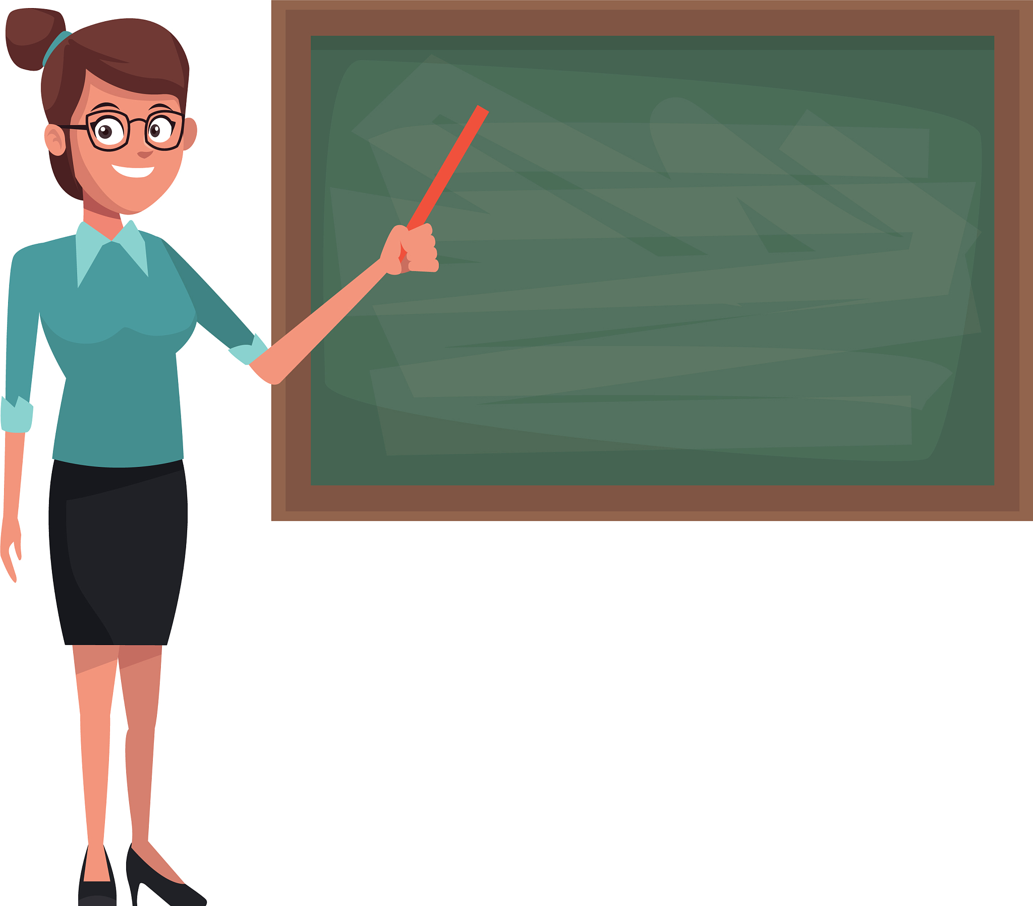 teacher with blackboard