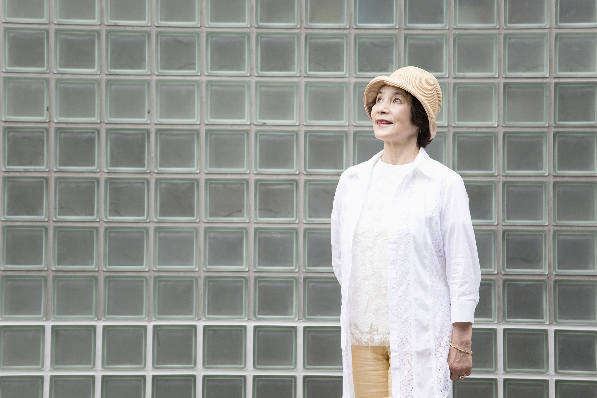 senior woman looking up