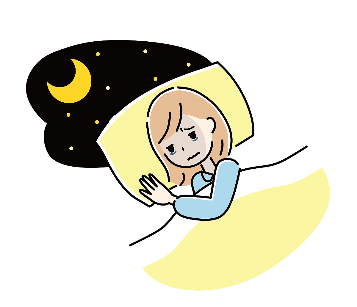 一个患有失眠症的女人的插图.