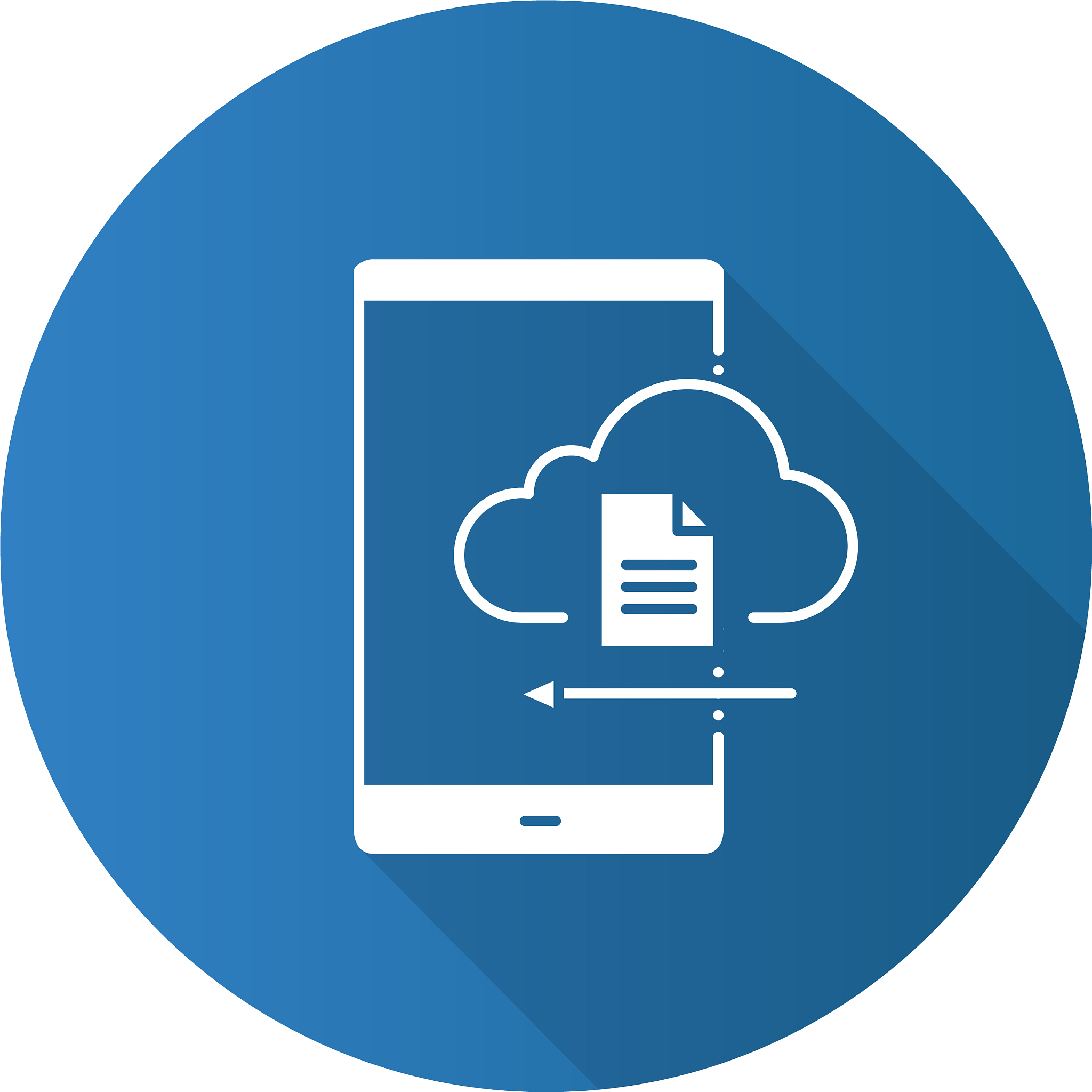 smartphone cloud storage flat design long shadow
